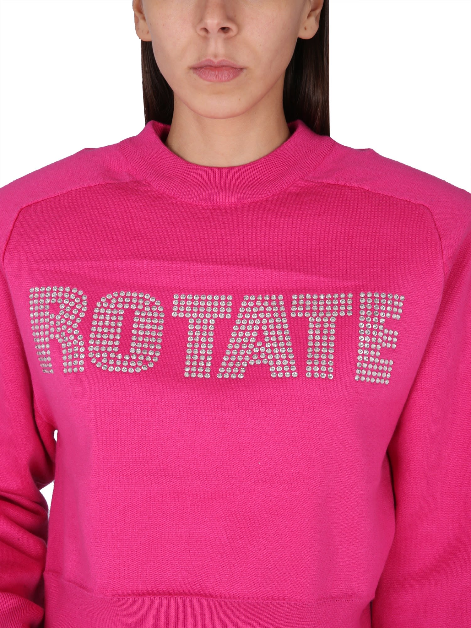 Shop Rotate Birger Christensen Sweatshirt With Logo In Pink Glo