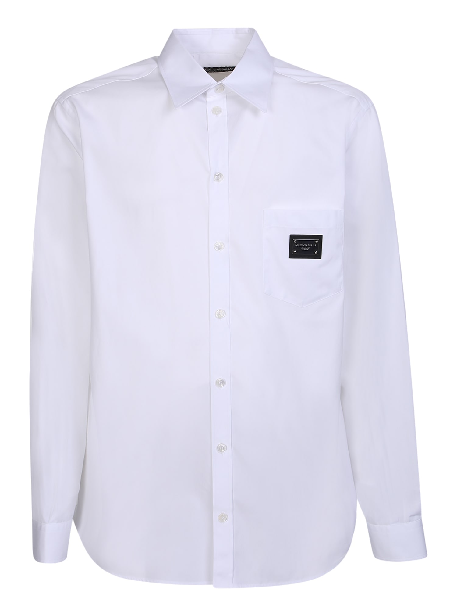 Shop Dolce & Gabbana Chest Logo Patch White Shirt