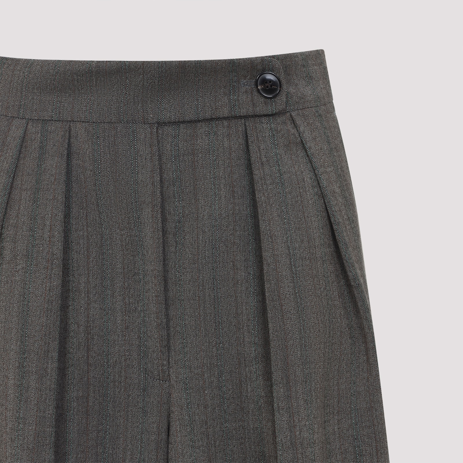 Dries Van Noten High Waist Wide Leg Trousers With Button Detail In Gray