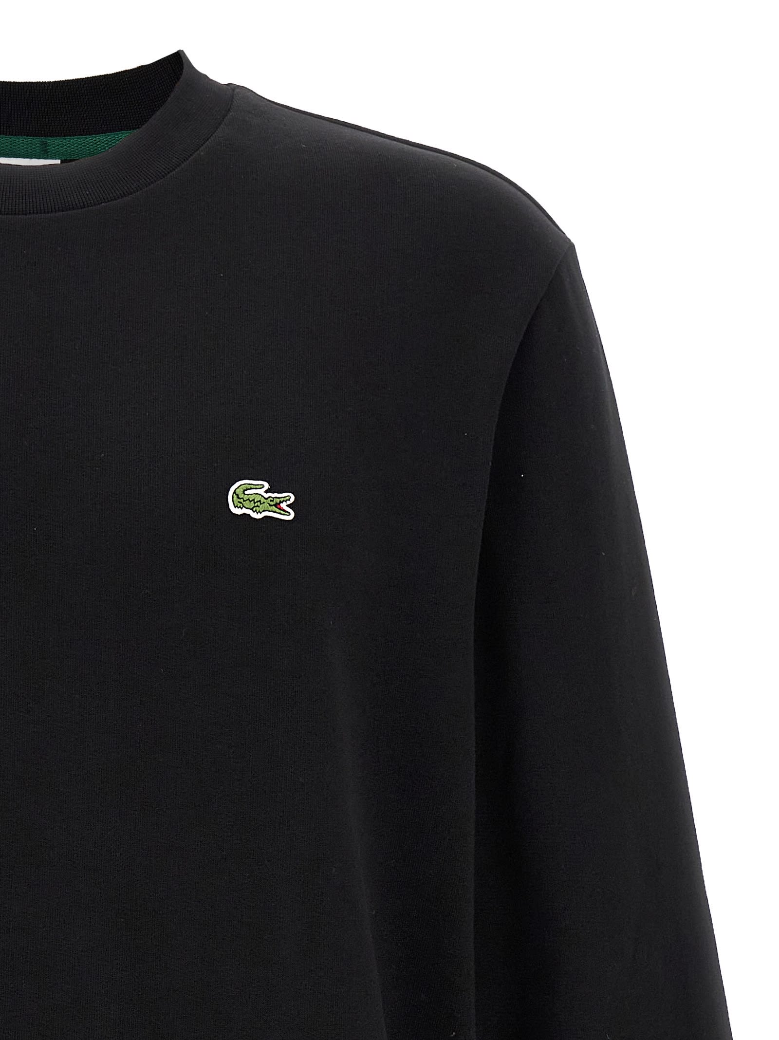 Lacoste Mens Crew Neck Fleece Sweatshirt In Black