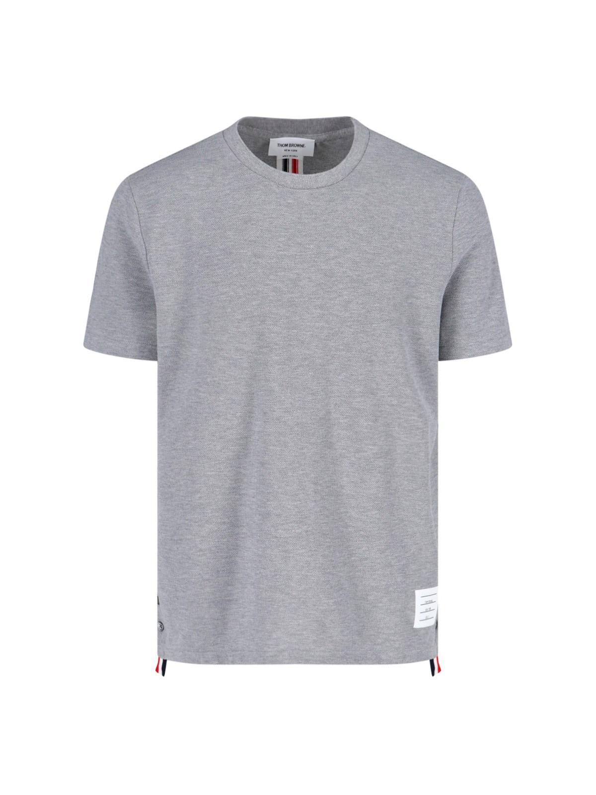 Thom Browne Ribbon Logo T-shirt In Grey