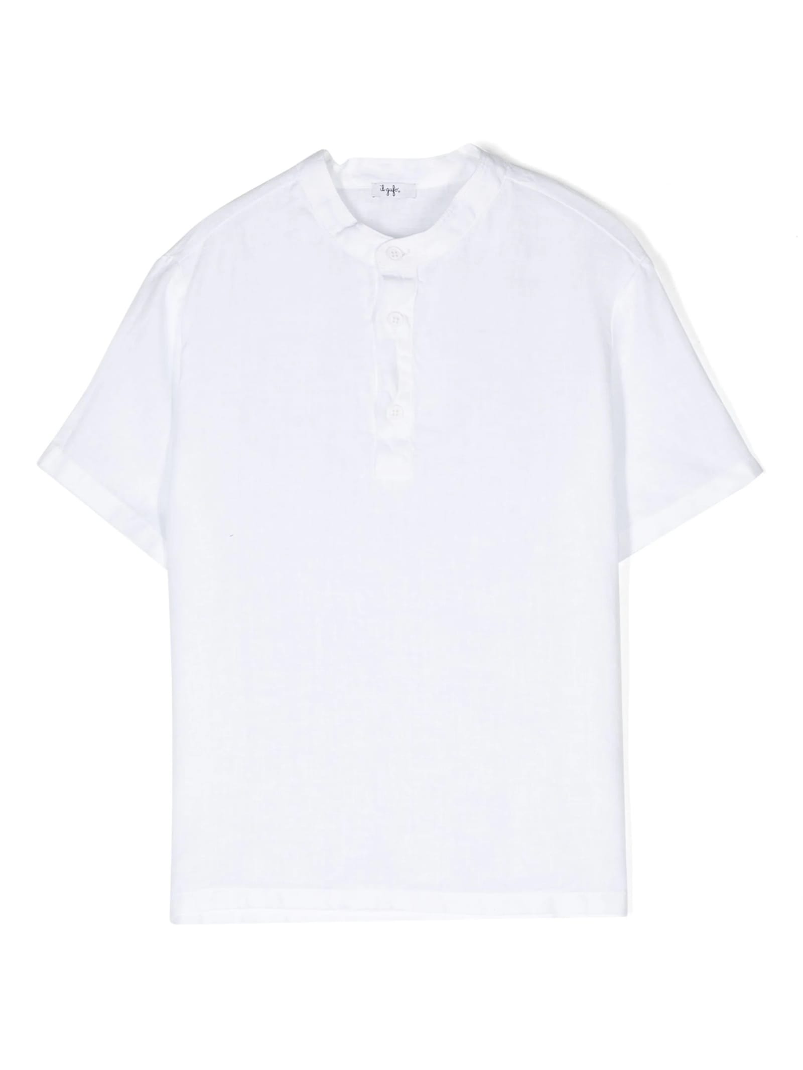 Shop Il Gufo White Linen Shirt With Mandarin Collar