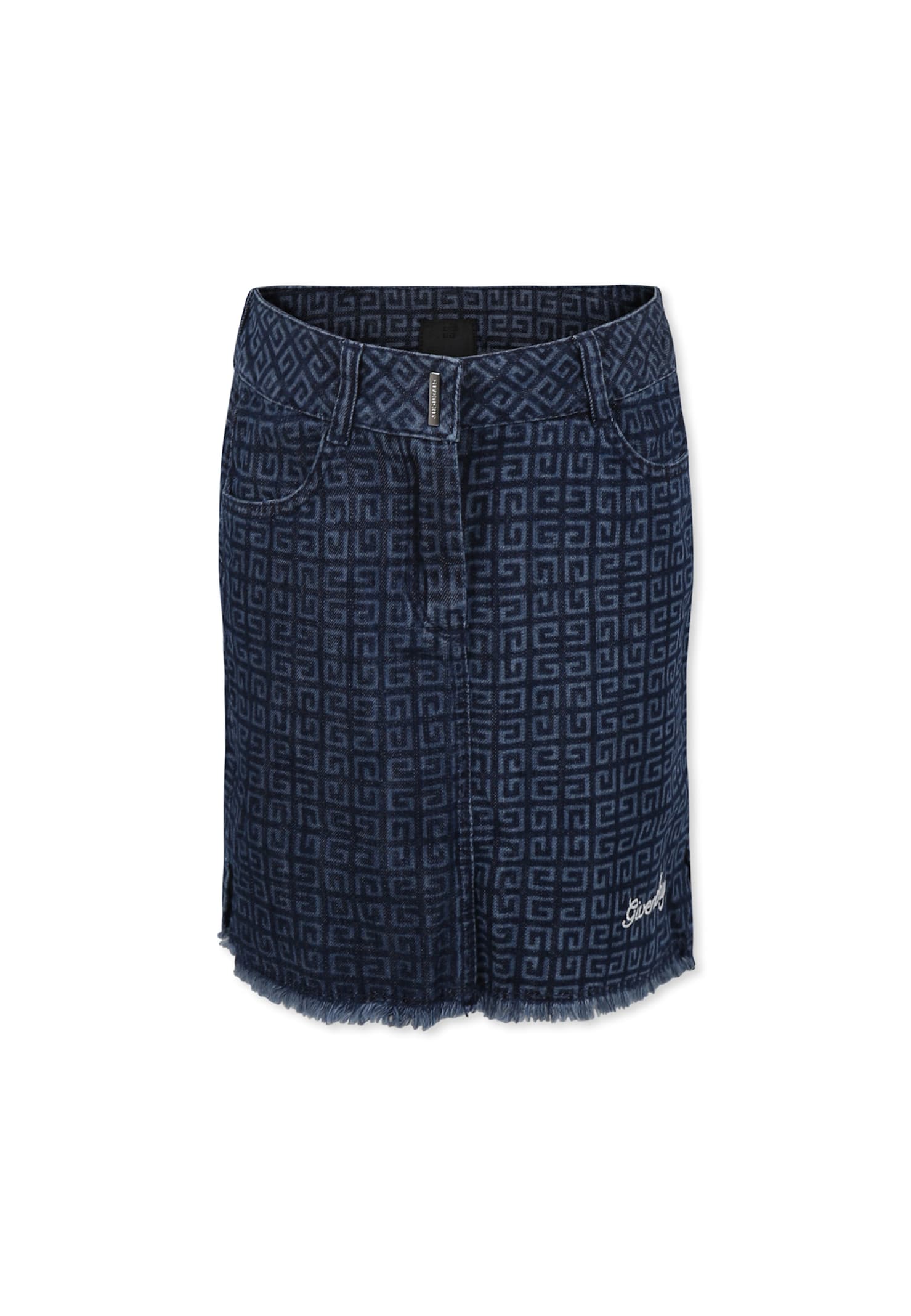 Givenchy Denim Skirt For Girl With 4g Motif In Denim