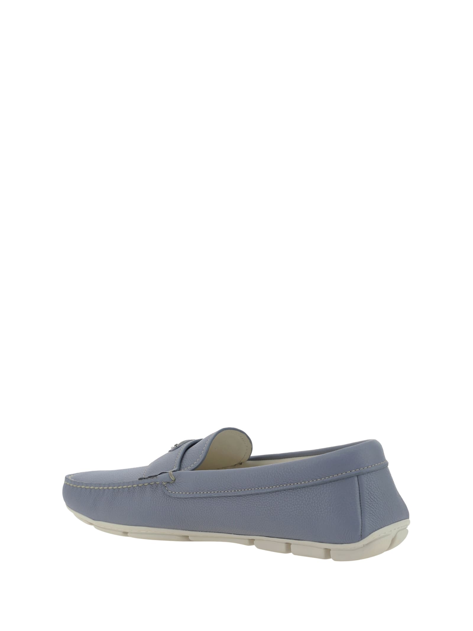 Shop Prada Drive Loafers In Astrale