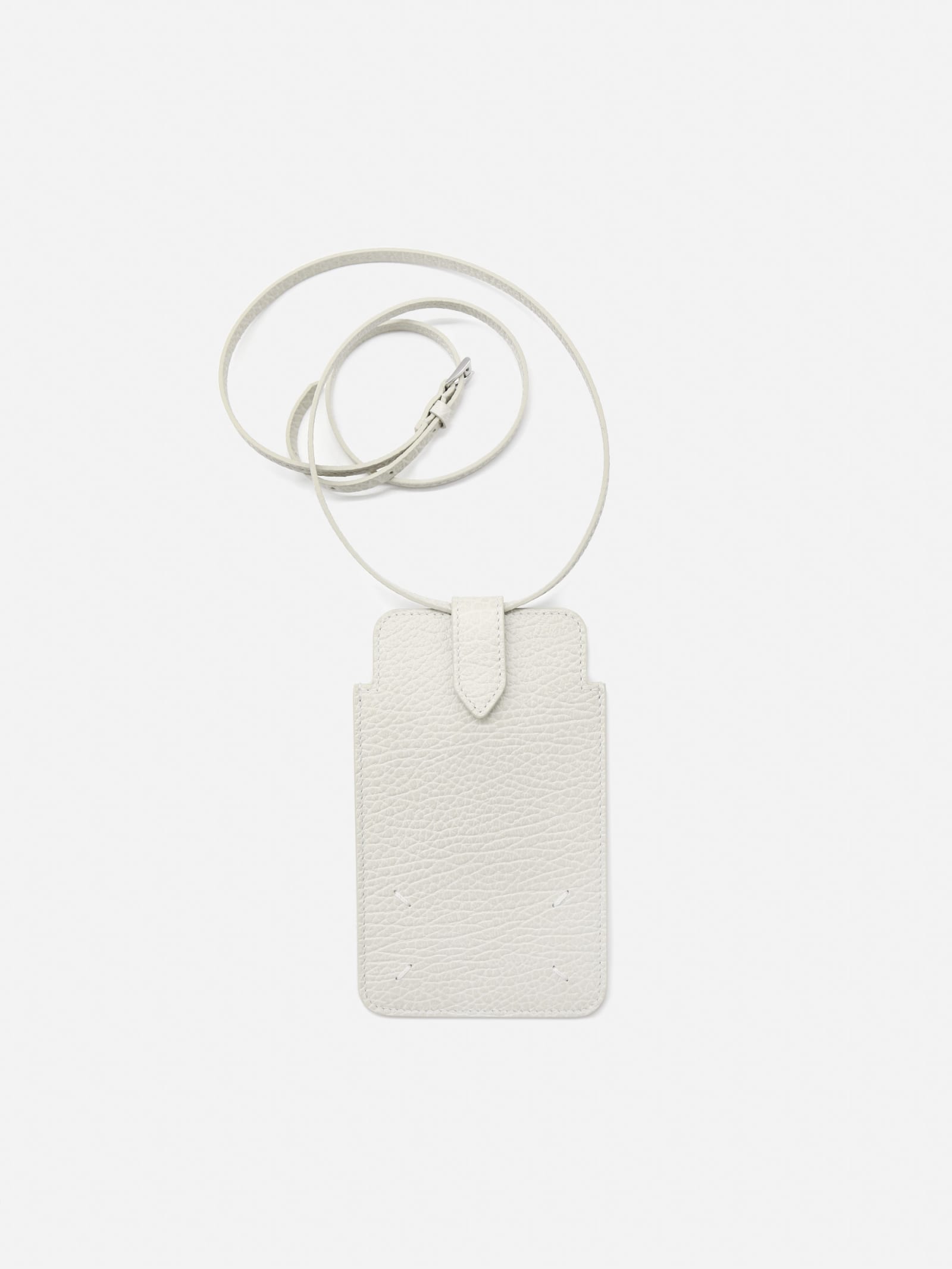 Maison Margiela Leather Mobile Phone Holder With Logo Detail On Tone On Tone