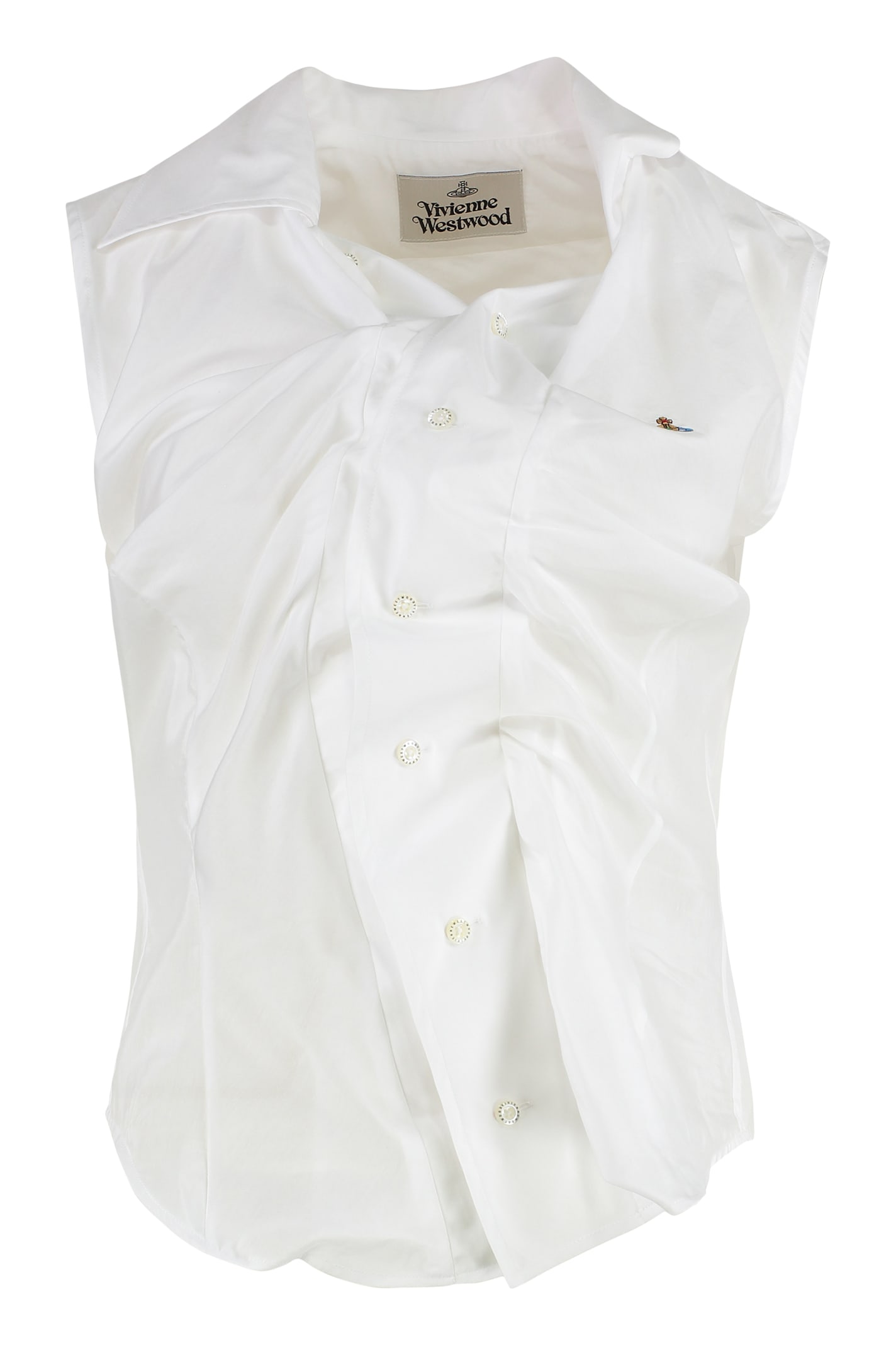 Vivienne Westwood Draped Buttoned Collared Sleeveless Top