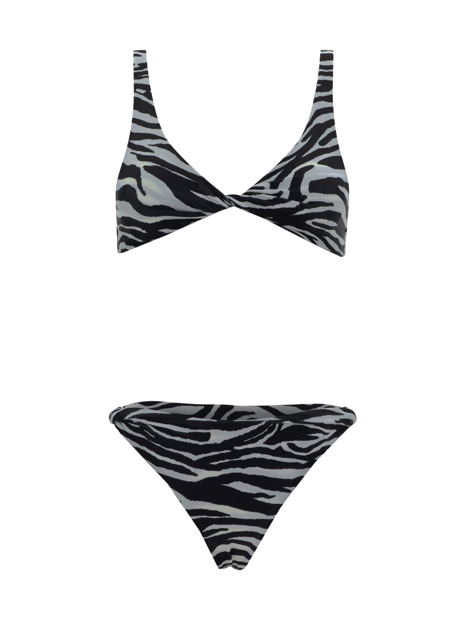 Shop Attico Zebra Patterned Bikini Set In White Black