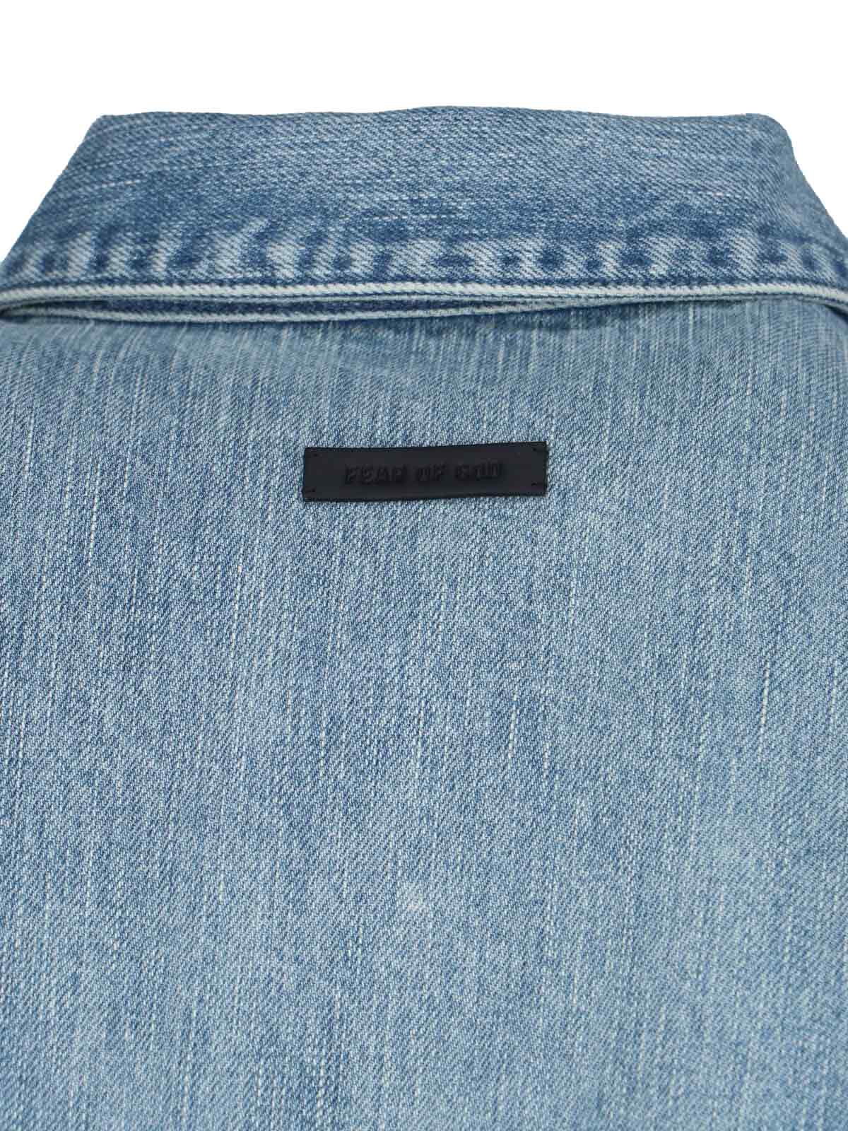 Fear Of God Denim Trucker Casual Jackets And Parka Blue In Light Blue