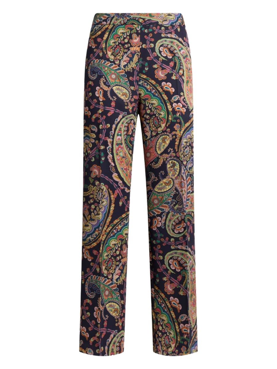 Etro Paisley Foliage Bootcut Pants In Multi