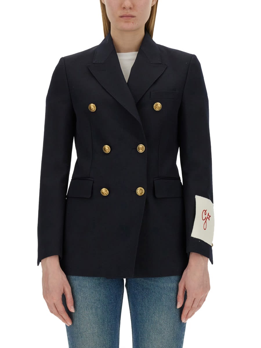 Shop Golden Goose Double-breasted Jacket In Blue