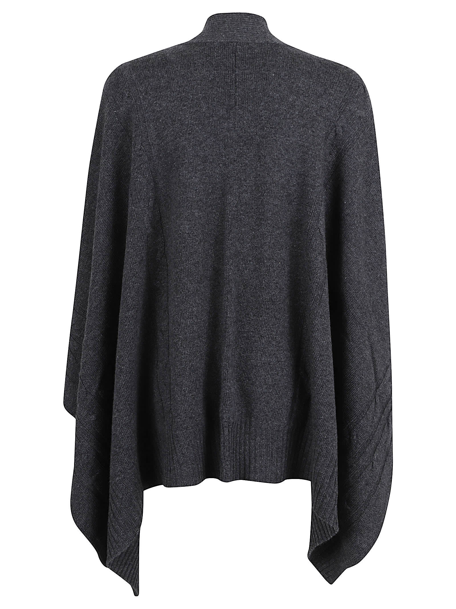 Ermanno Scervino Draped Cape With Ribbed Hem And Embroidery In Gray