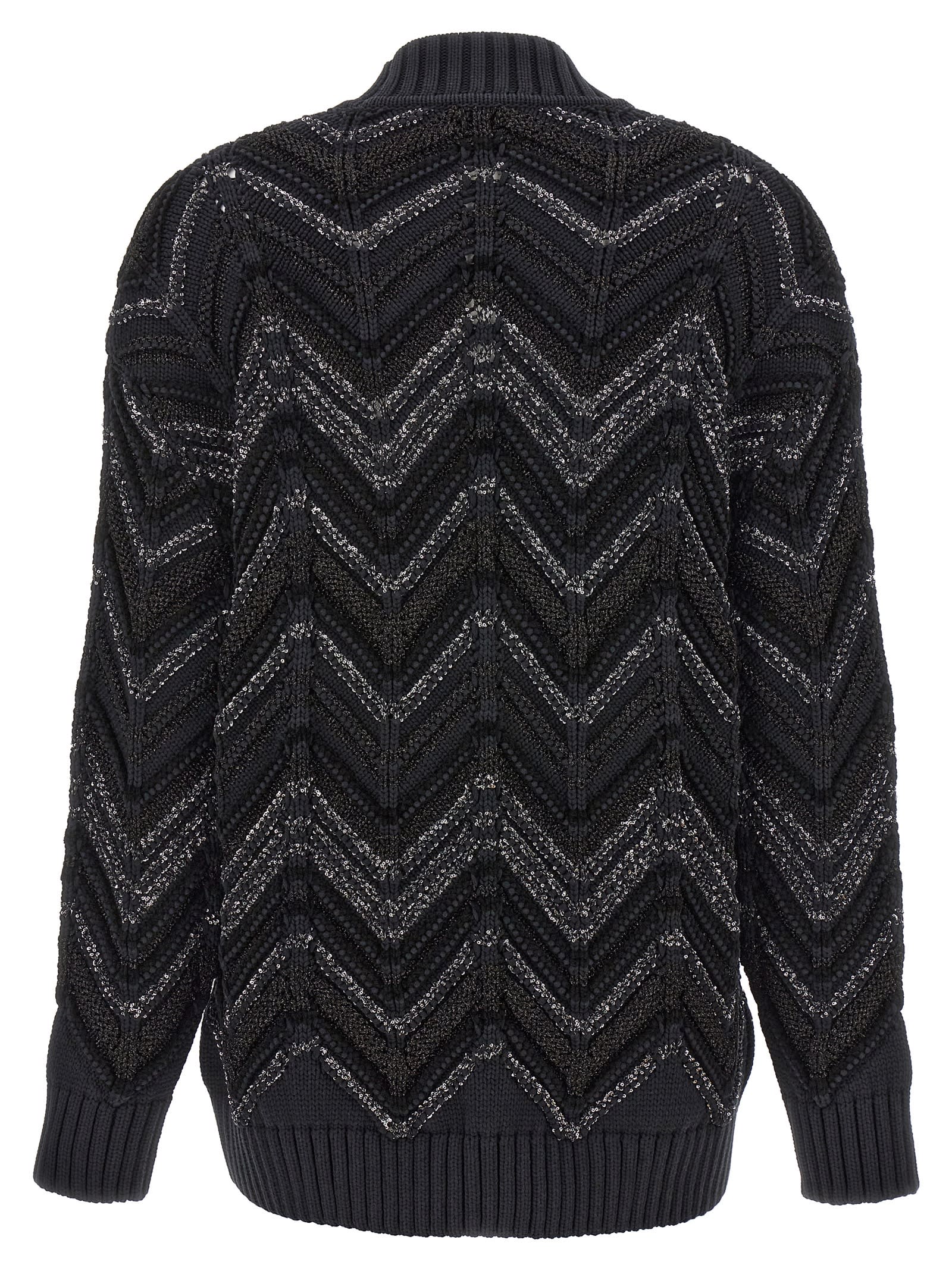 Shop Missoni Zig Zag Cardigan In Black