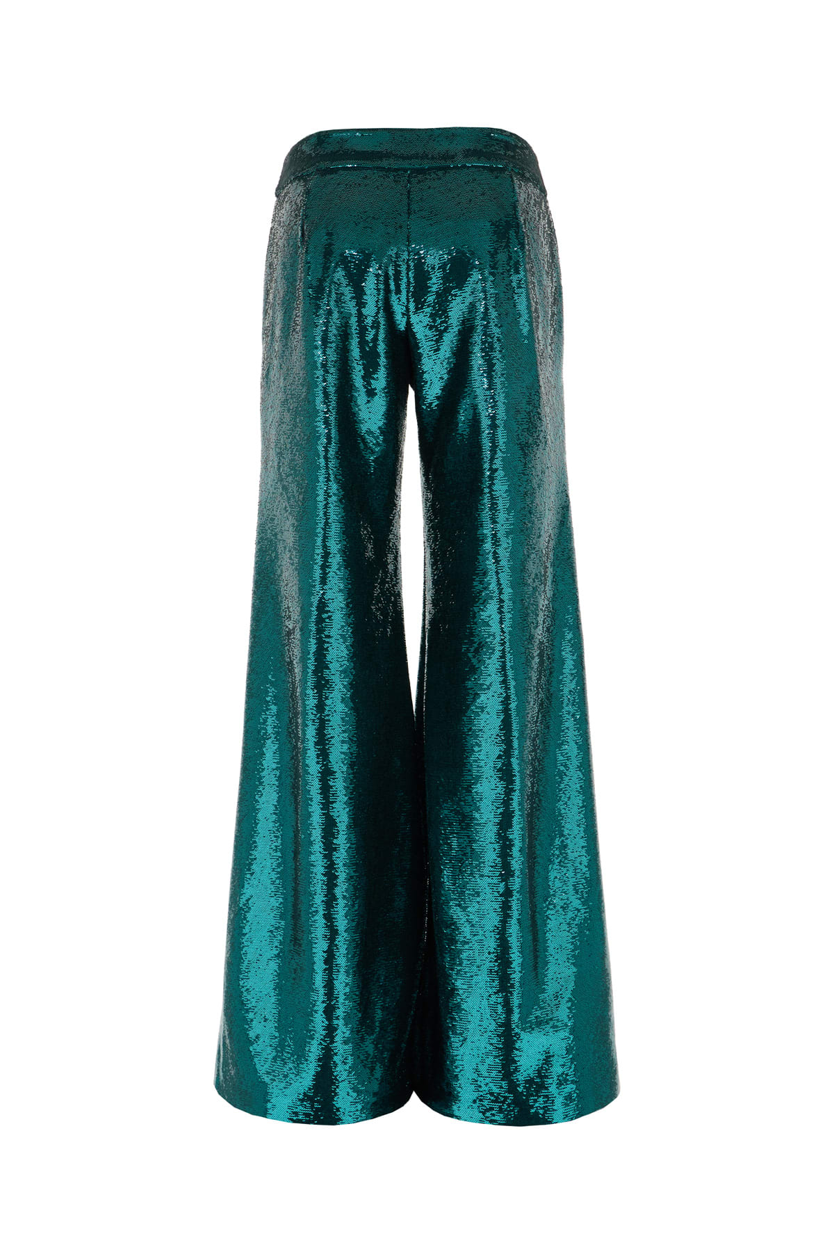 Shop Genny Teal Green Polyester Pants In Oliva