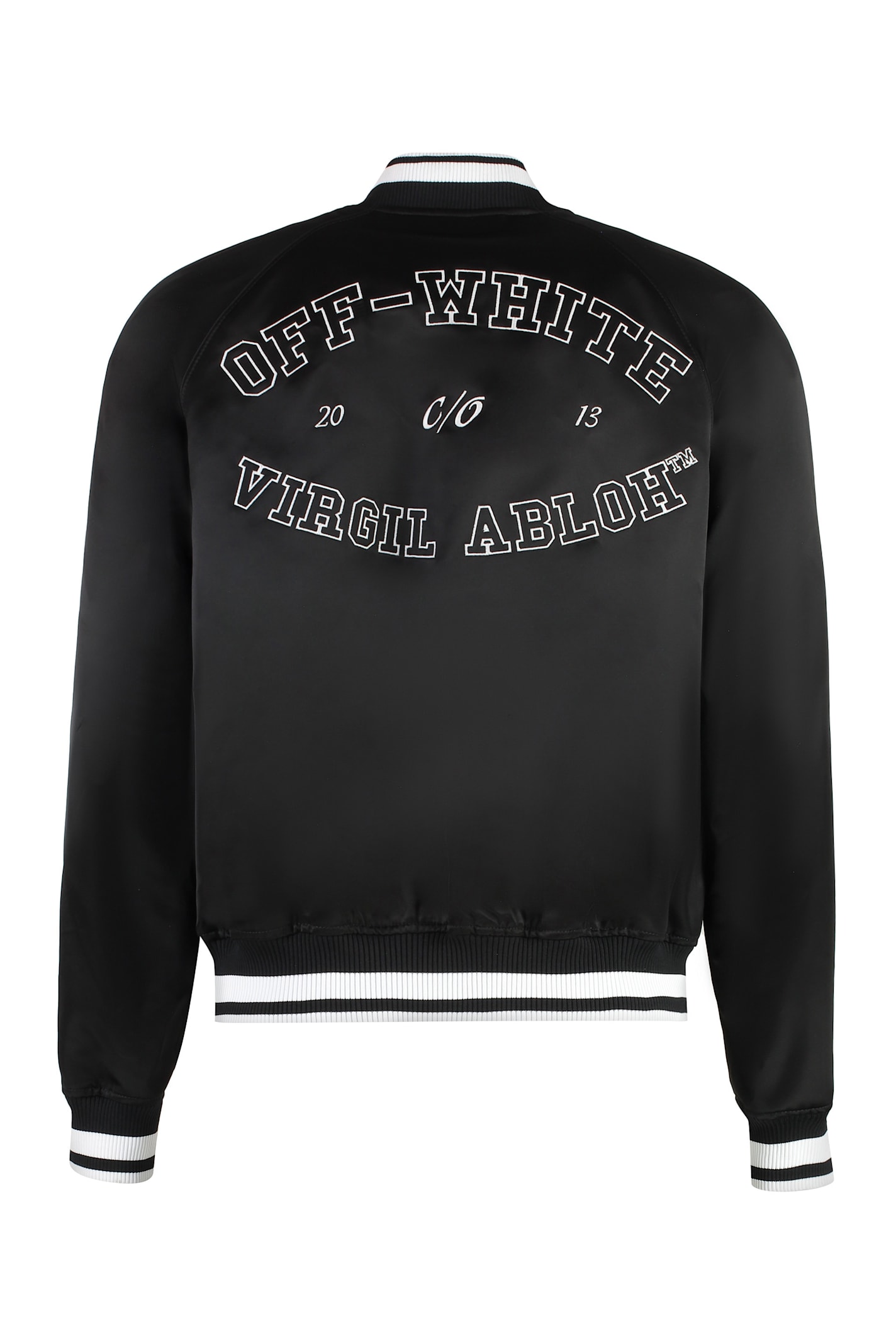 Shop Off-white Satin Bomber Jacket In Black