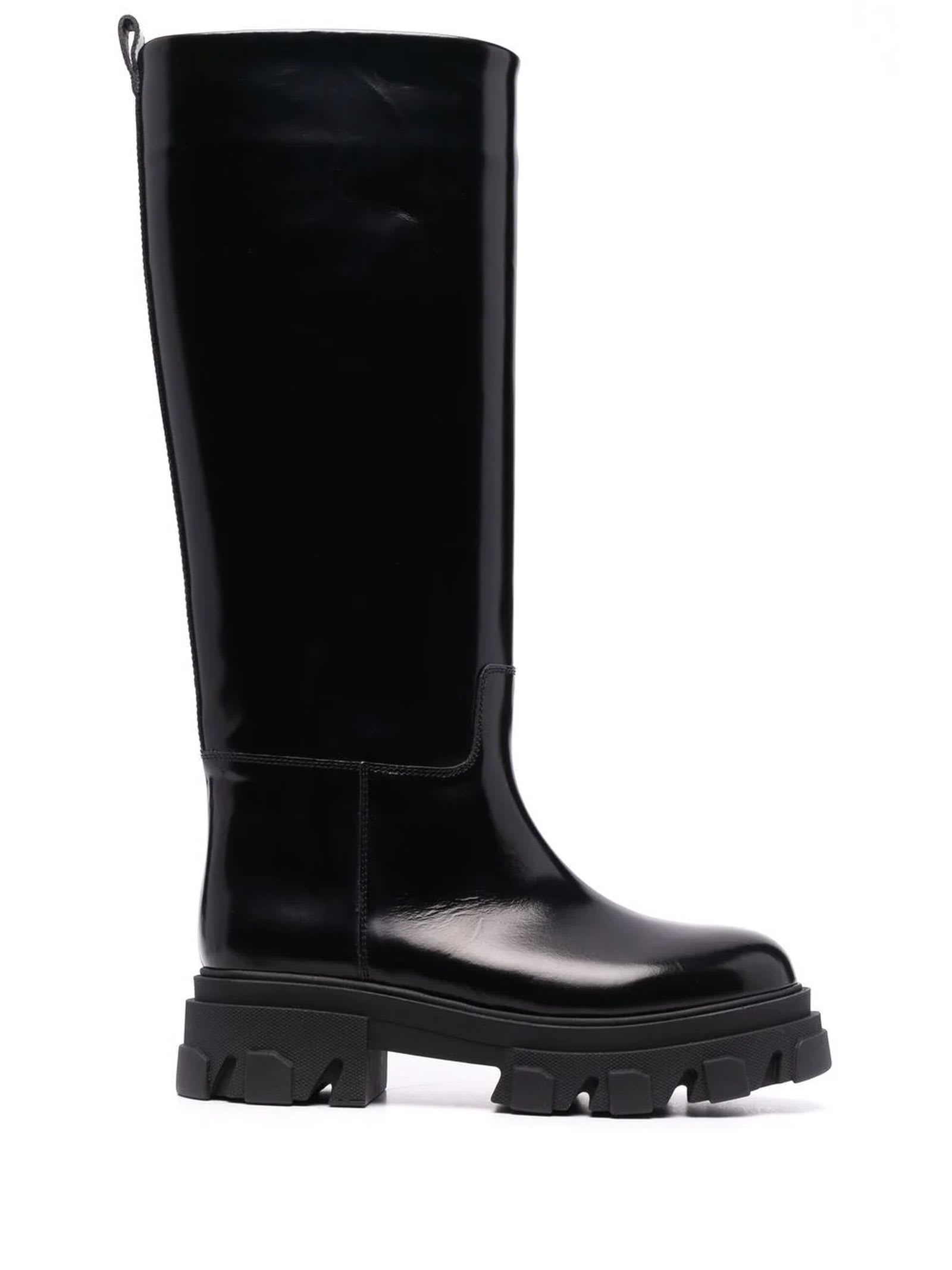 GIA BORGHINI Black Leather Tubular Boots