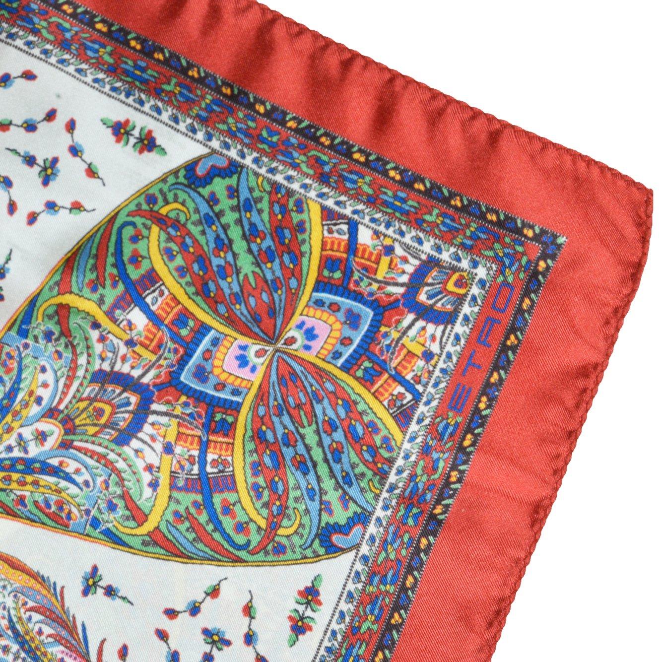 Shop Etro Pattern Silk Scarf In Rosso/multicolour