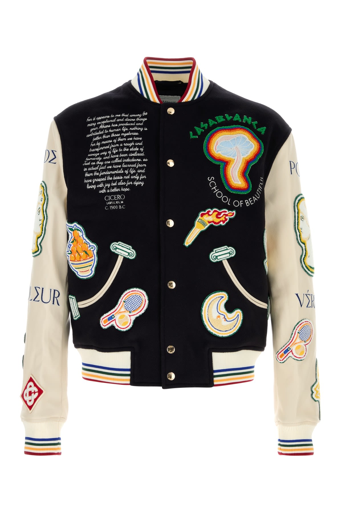 Chemille Embroidered Patchwork Bomber Jacket