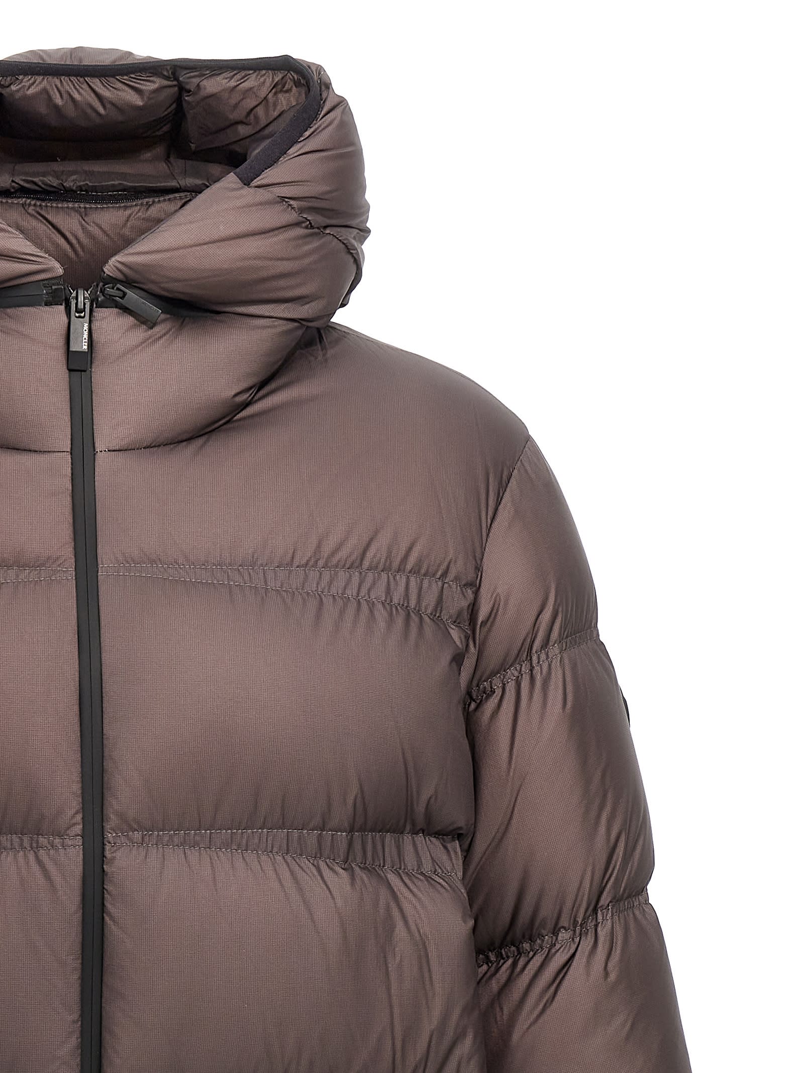 Shop Moncler Masac Down Jacket In Brown