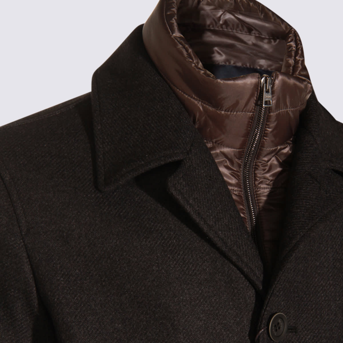 Herno Button-fastening Detachable-liner Coat In Gray