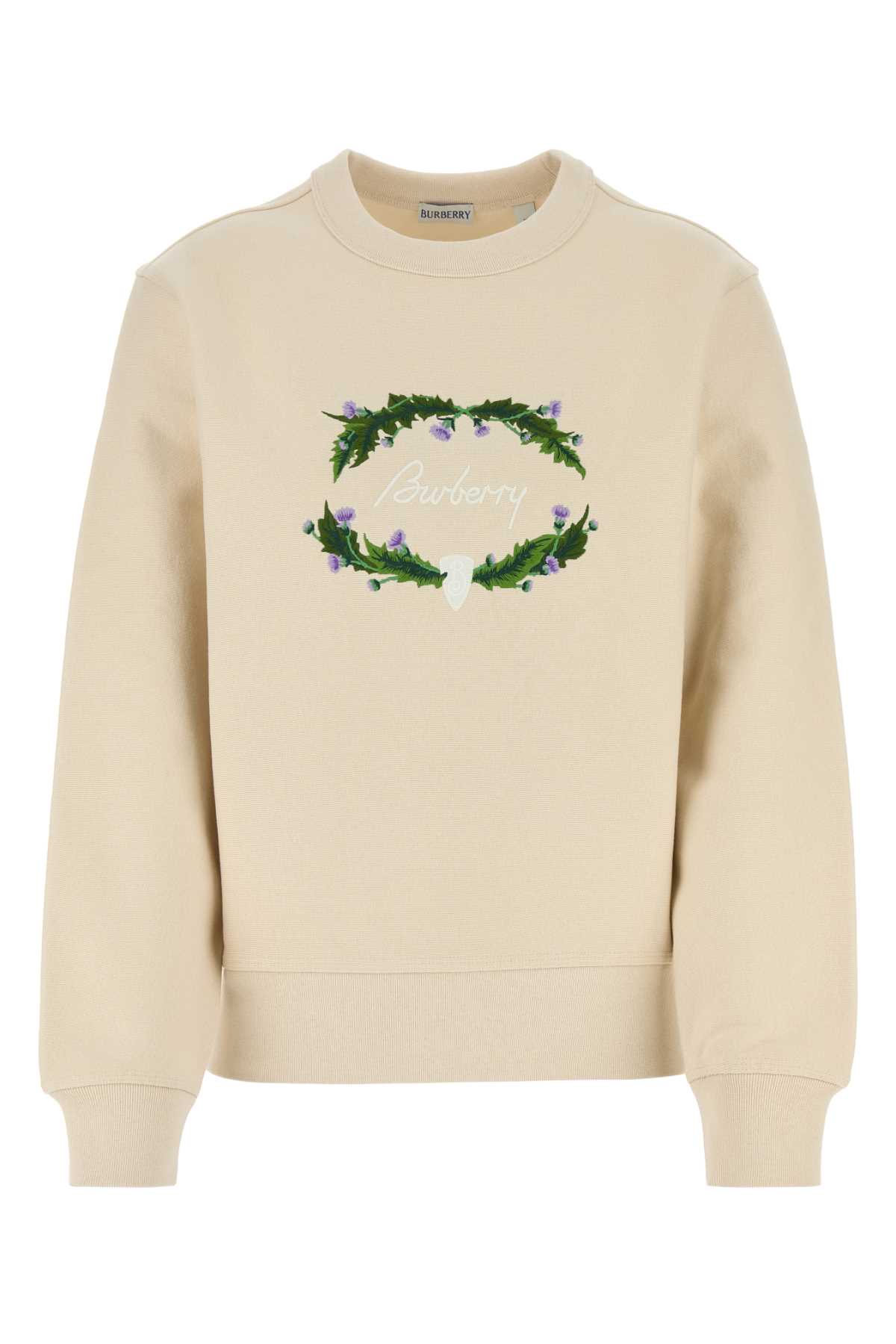 Shop Burberry Sand Cotton Blend Sweatshirt In Tundra