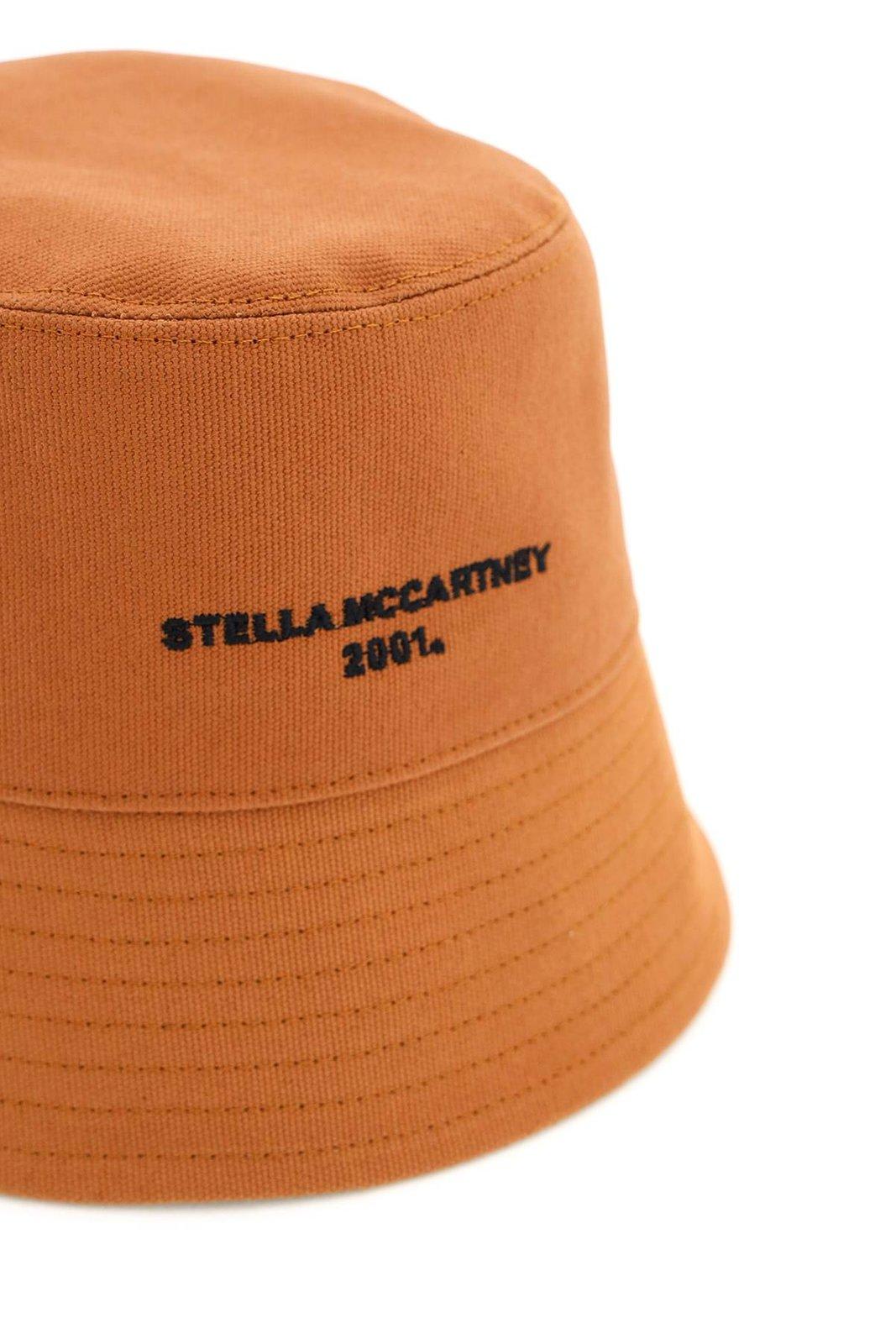 Shop Stella Mccartney Logo Embroidered Wide Brim Bucket Hat In Brown