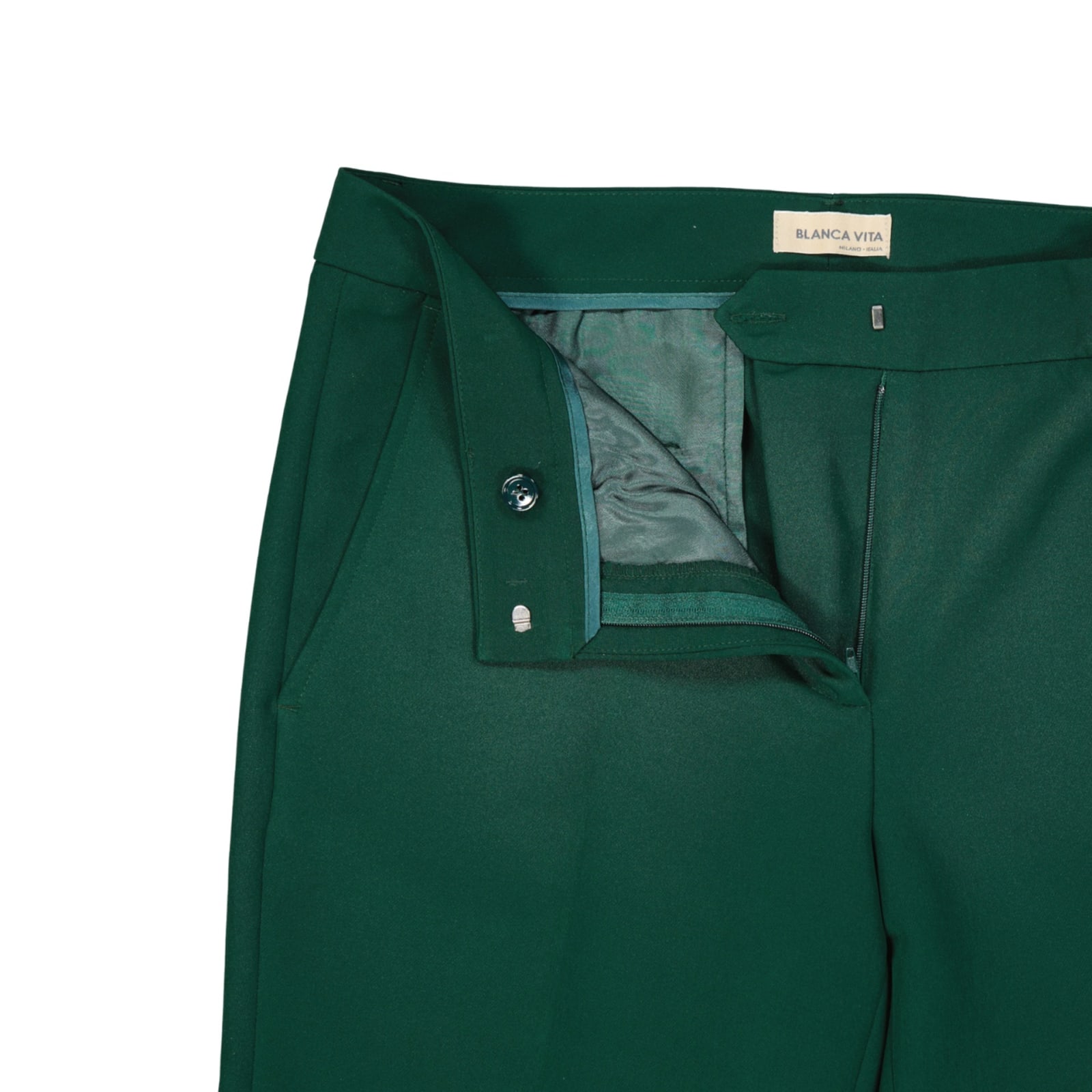 Shop Blanca Vita Cropped Tailored Trousers In Green