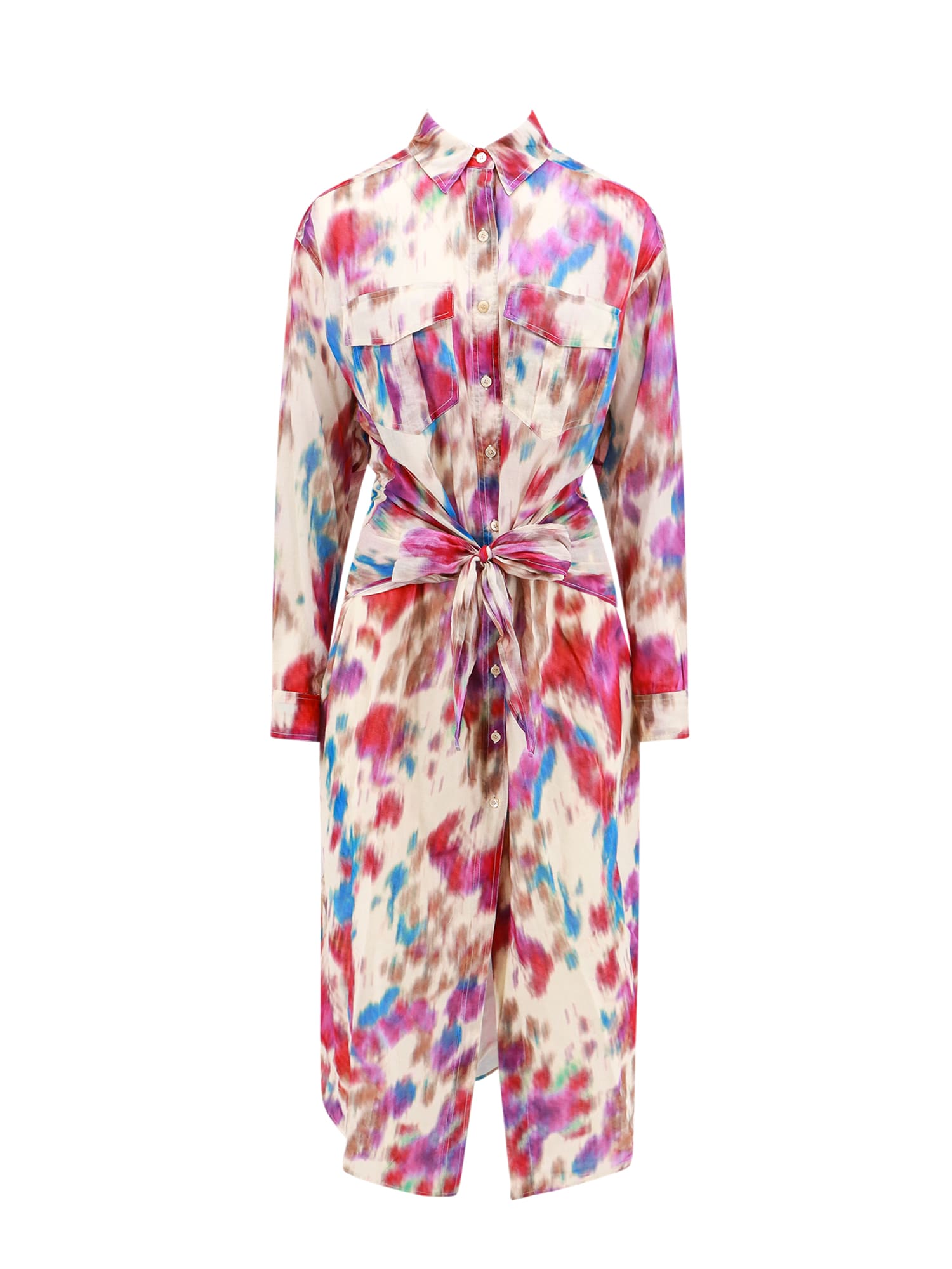 Shop Marant Etoile Nesly Dress In Beige/raspberry