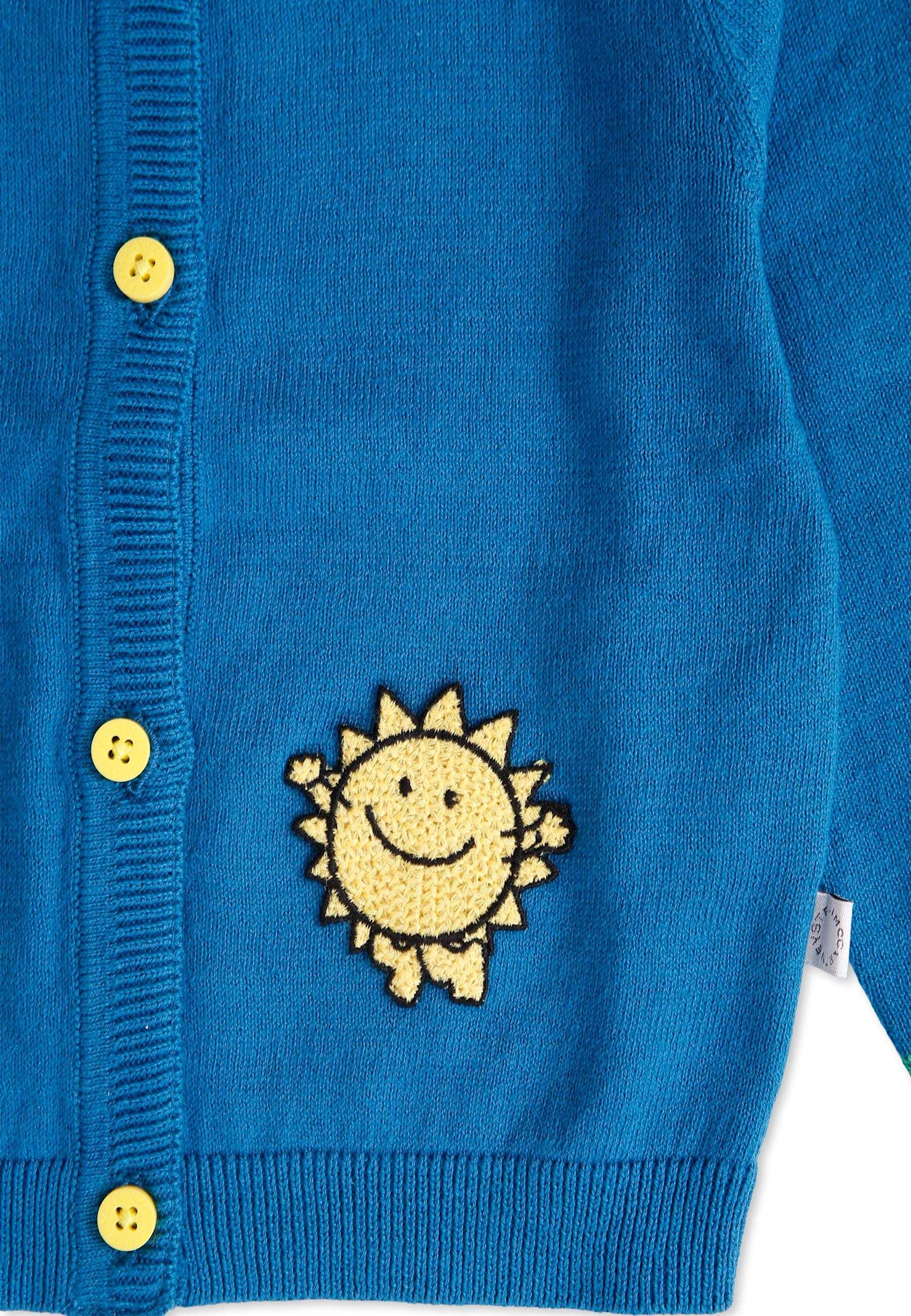 Stella Mccartney Blue Cardigan For Baby Boy With Smiling Sun And World In Blue