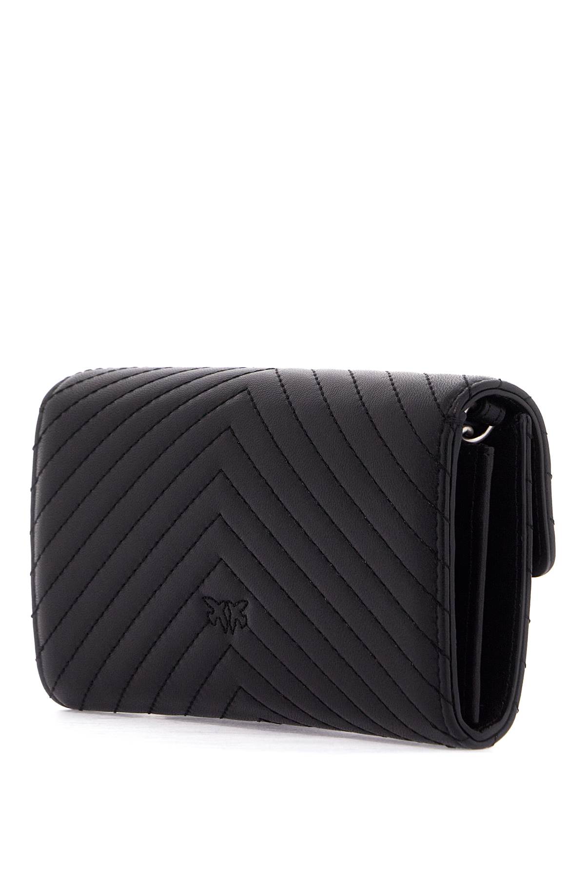 Shop Pinko Love Bag Chevron Crossbody Bag In Nero-old Silver (black)