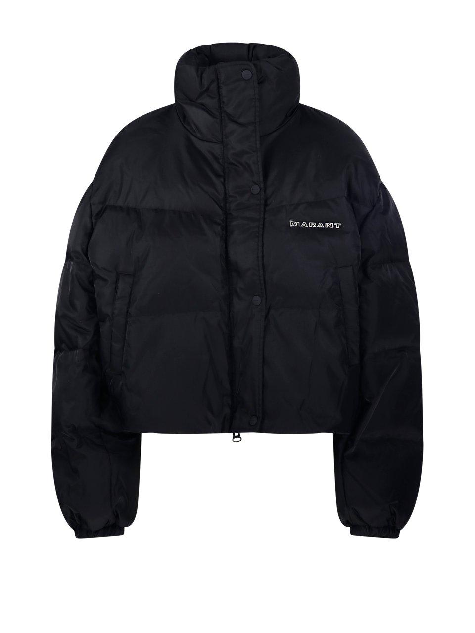 Shop Marant Etoile Logo Rubberised Padded Coat In Black