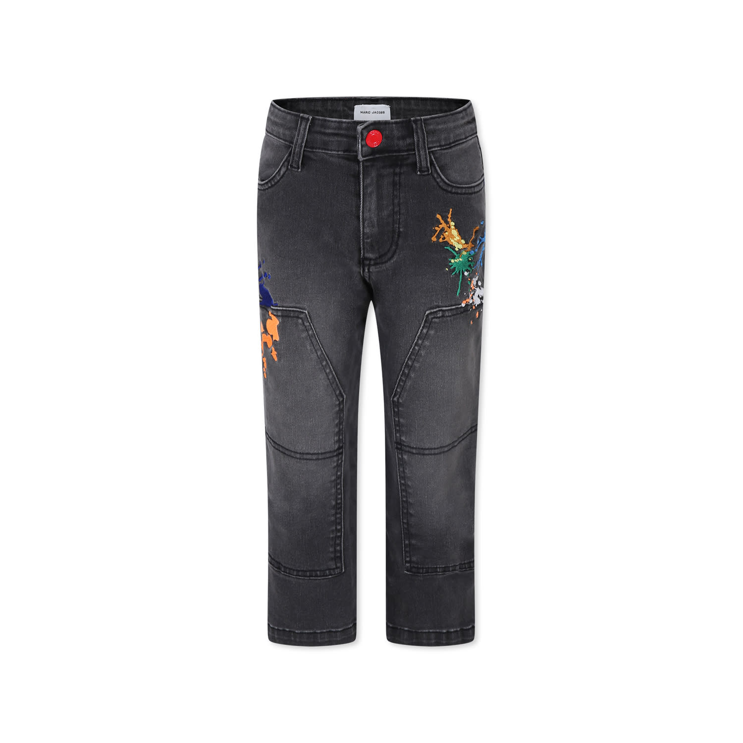 Marc Jacobs Grey Jeans For Boy With Embroidery In Grey