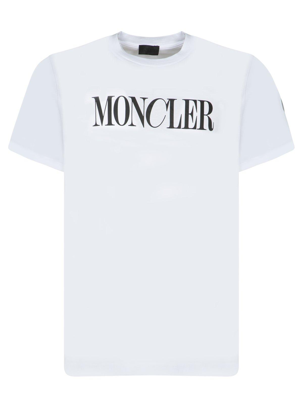 Shop Moncler Logo Printed Crewneck T-shirt In White