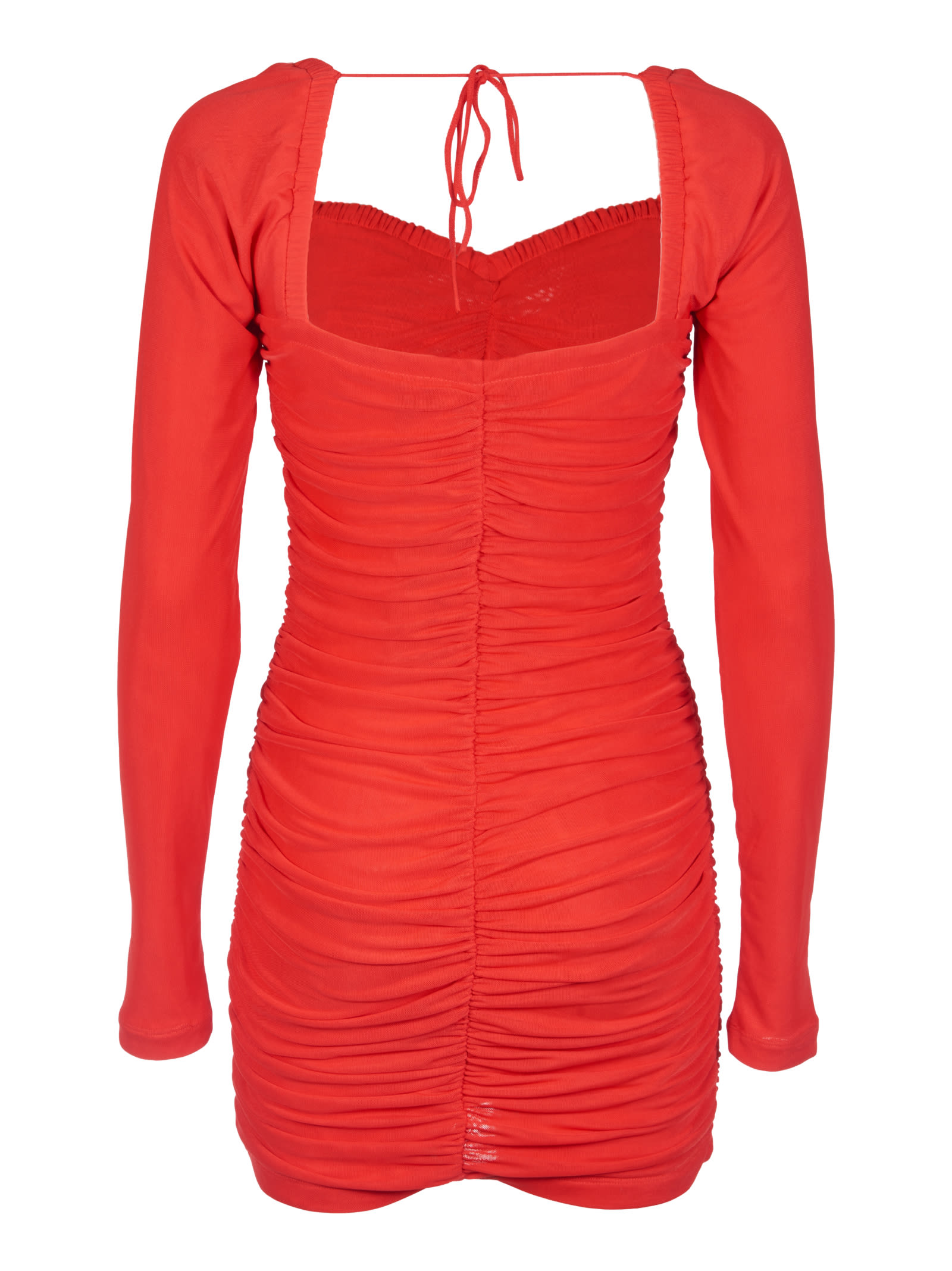 Rotate Birger Christensen Mini Mesh Dress Long Sleeves In High Risk Red