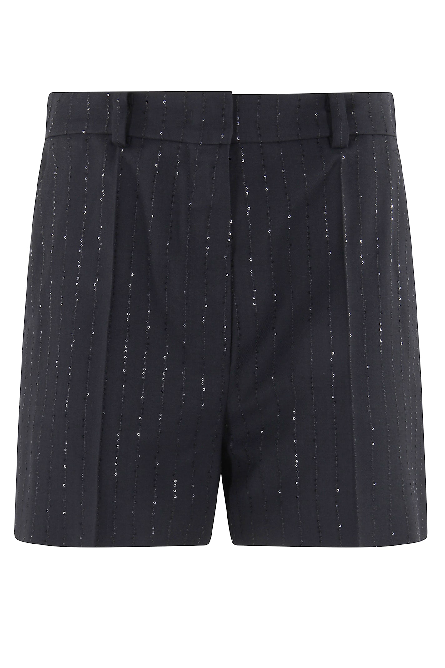 Max Mara Shorts With Pinstripe-effect Micro Sequins In Black