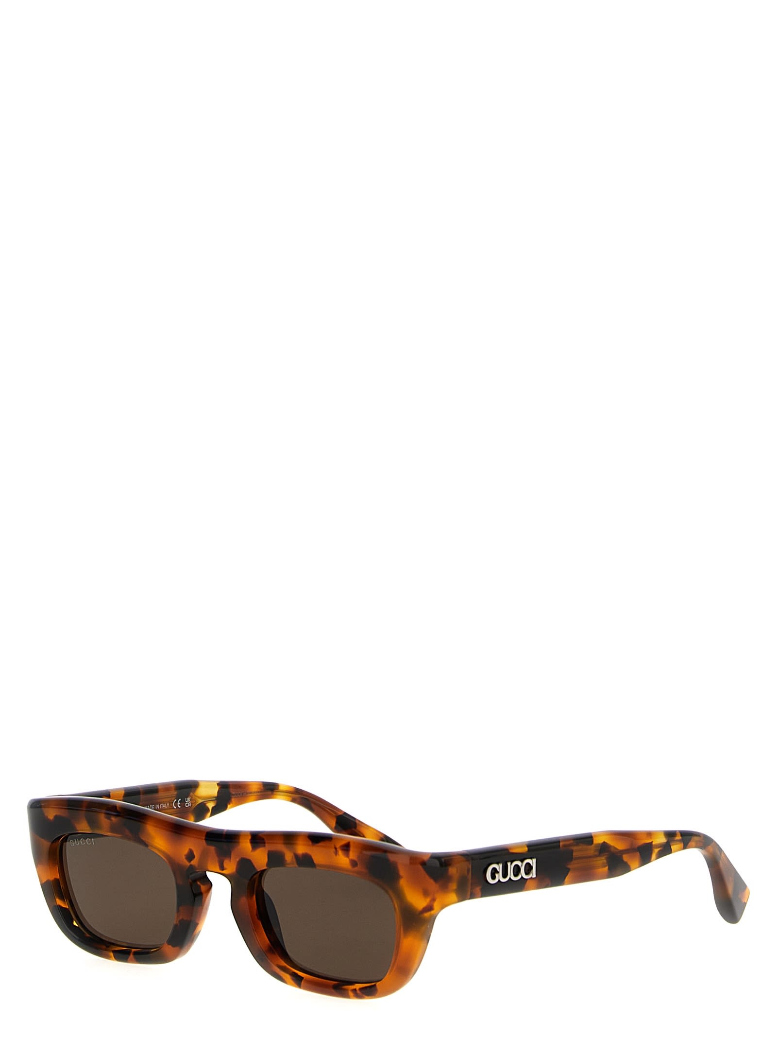 Shop Gucci Rectangular Sunglasses In Brown