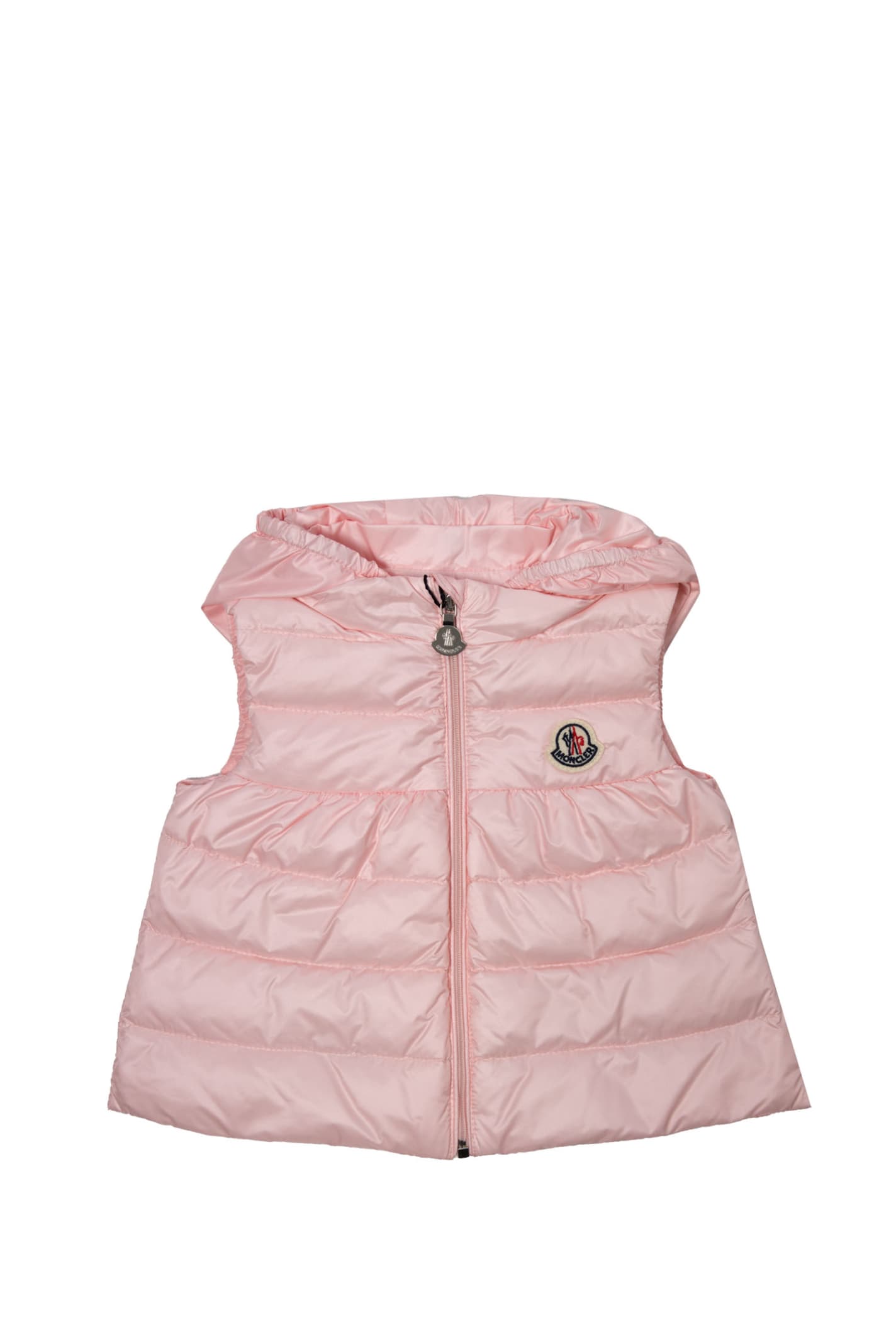 Moncler Girls Pink Down Padded Puffer Gilet In Rose