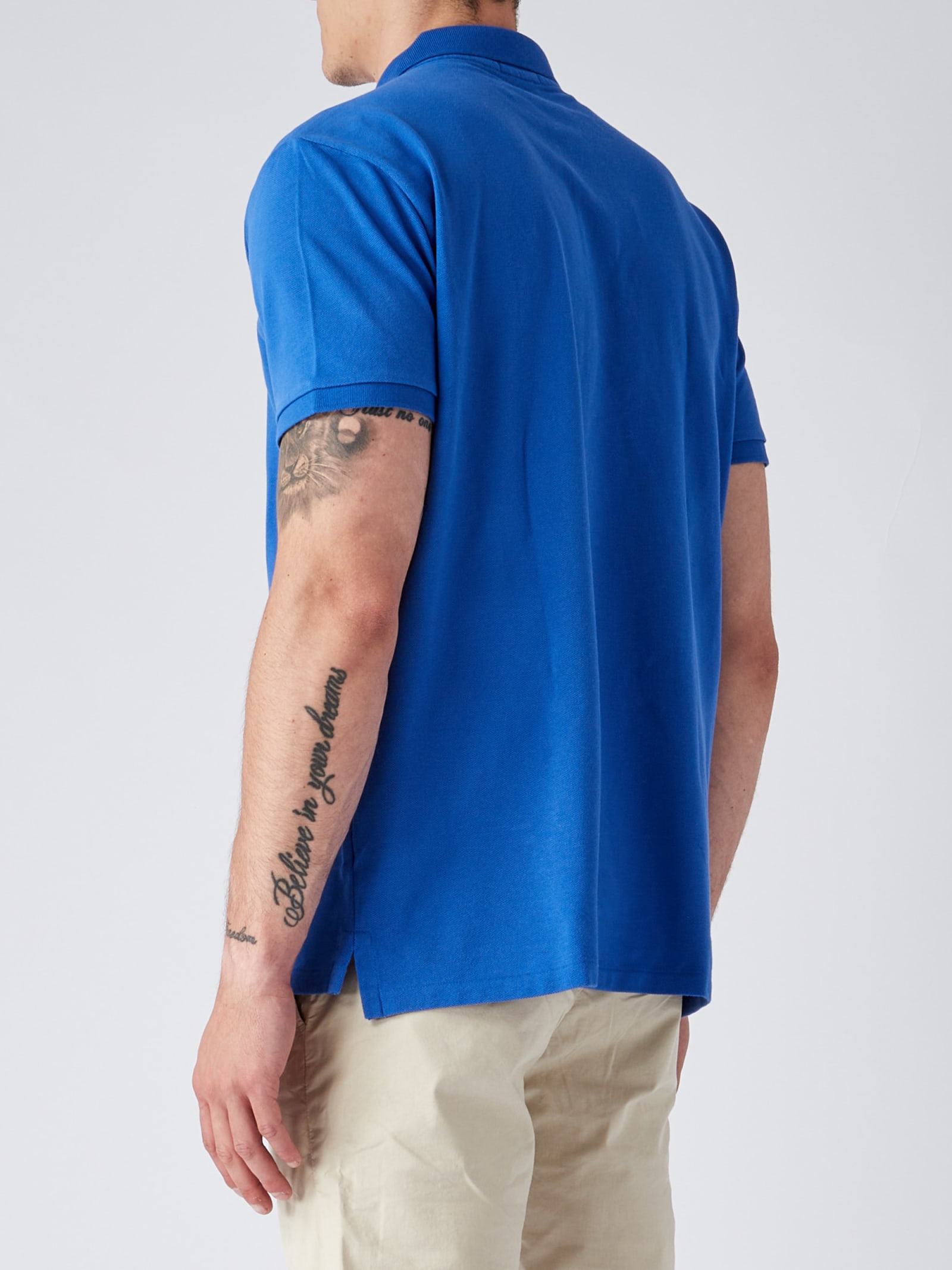 Polo Ralph Lauren Logo Embroidered Short-sleeved Polo Shirt In Blue