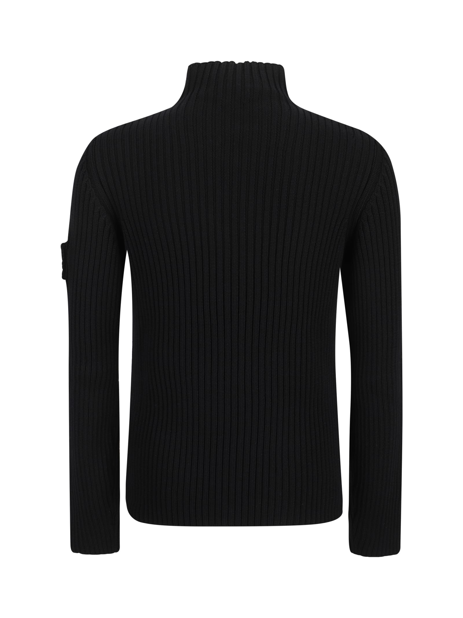 Prada High-neck Ribbed Wool Sweater In Nero