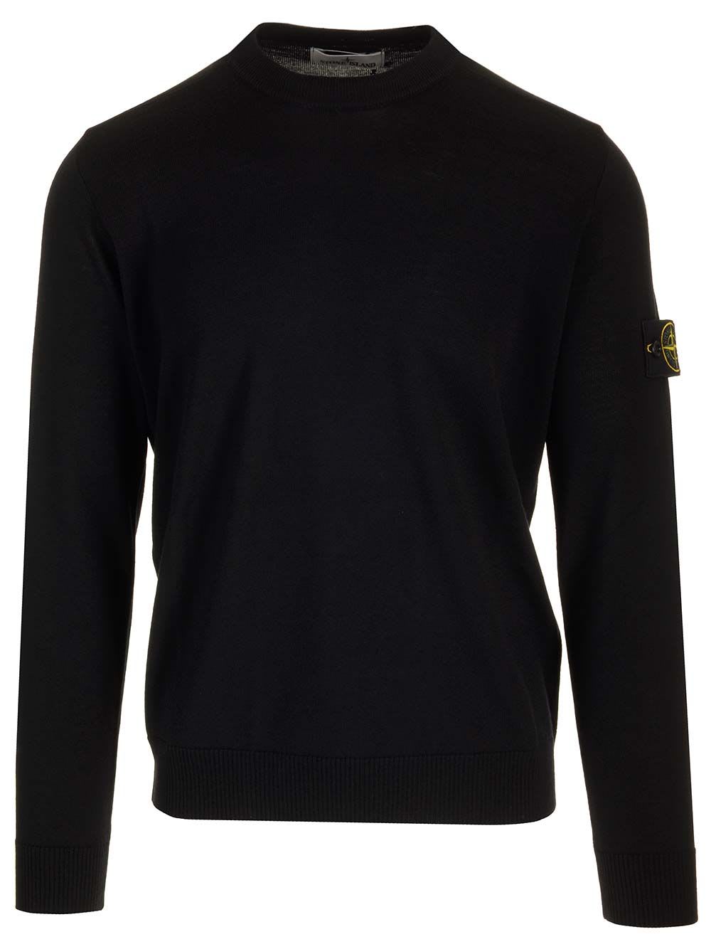 Shop Stone Island Pure Wool Sweater In Black