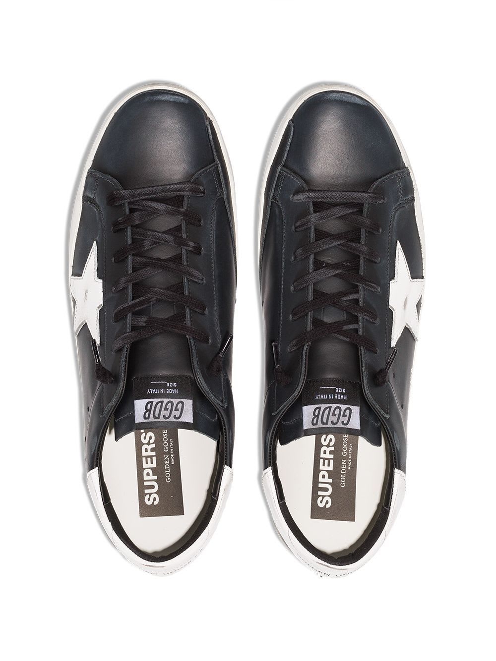 Shop Golden Goose Super-star Leather Upper Shiny Leather Star And Heel In Black White