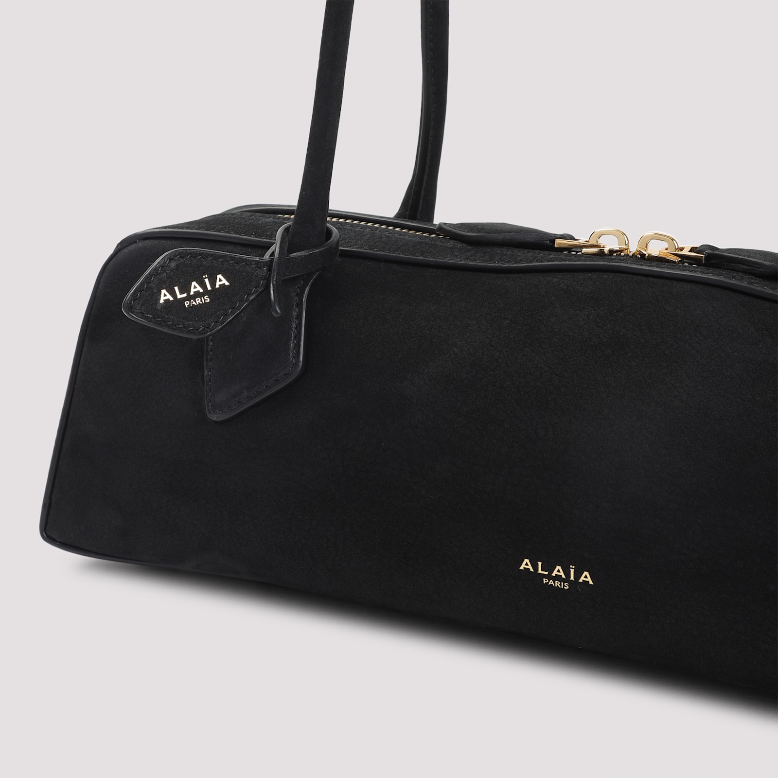 Alaïa Le Teckel Medium Suede Shoulder Bag In Black