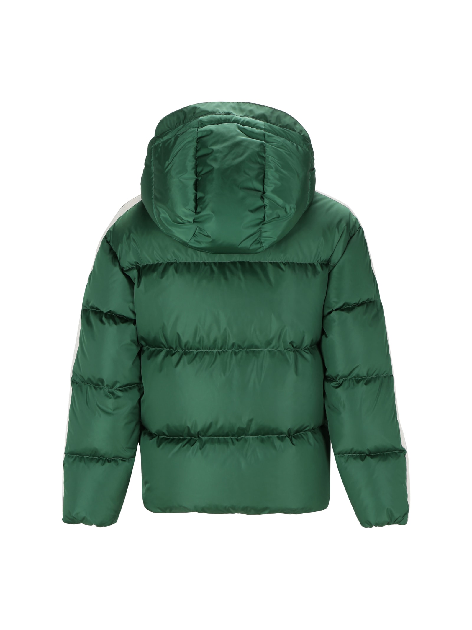 Palm Angels Hooded Track Down Jacket In Forest Green,white | ModeSens
