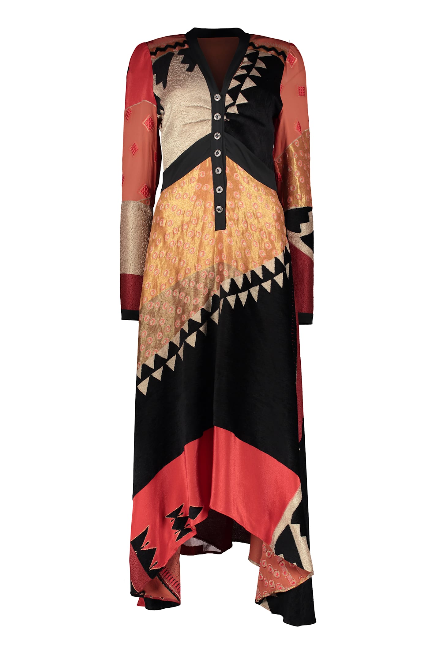 Etro Asymmetric Silk Blend Dress In Multicolor