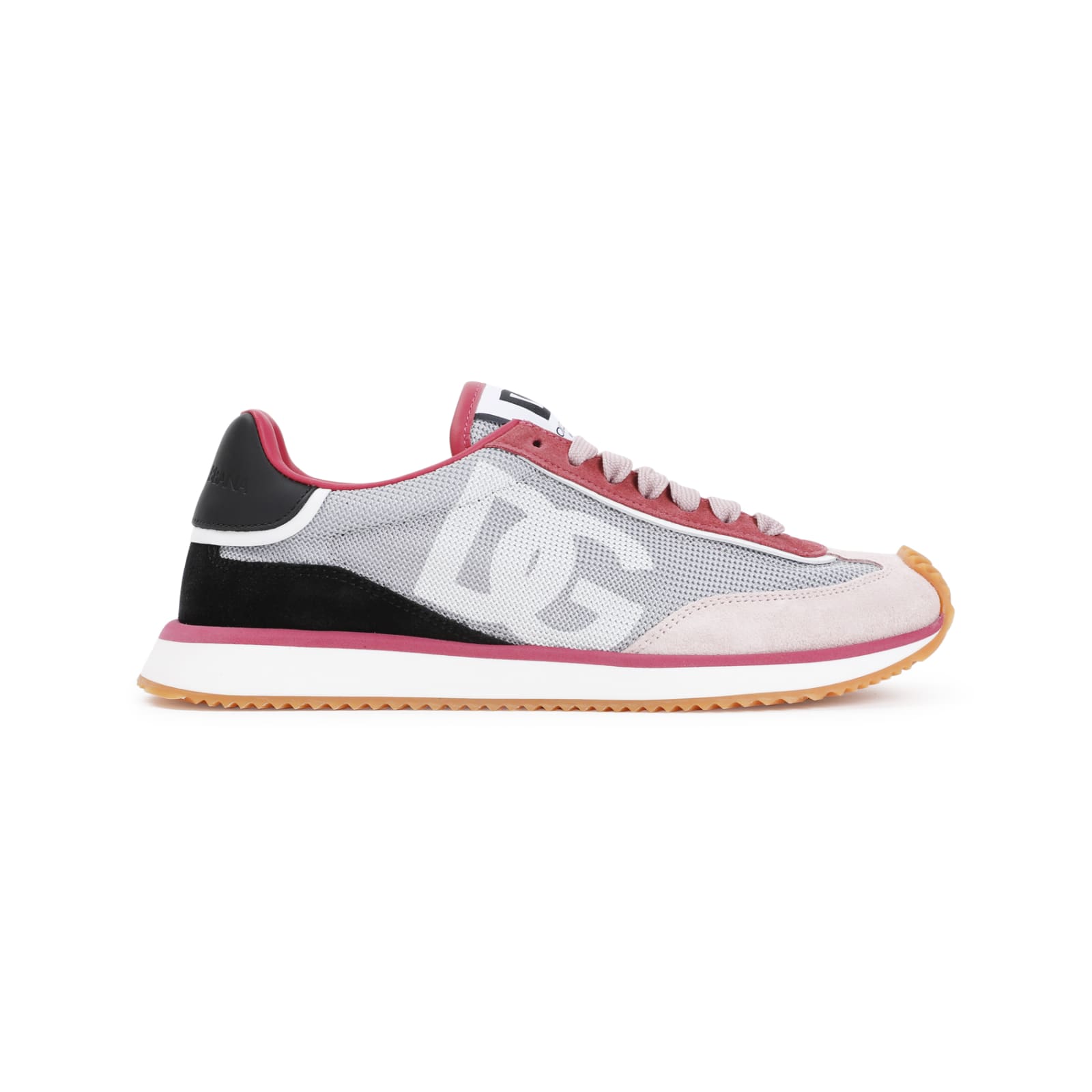 Shop Dolce & Gabbana Calf Leather Sneakers In Grigio Rosa