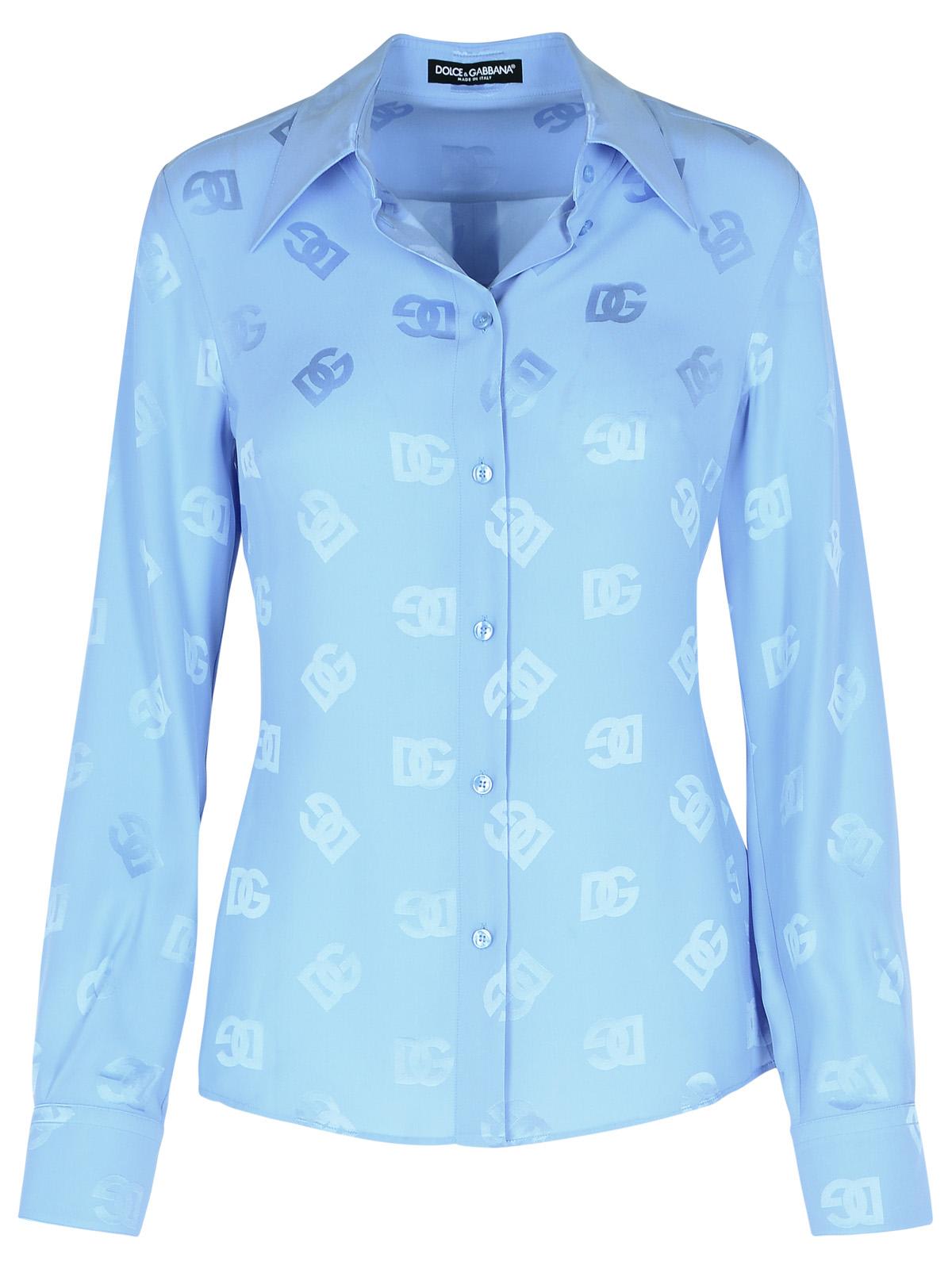 Shop Dolce & Gabbana Light Blue Silk Shirt In Lilla