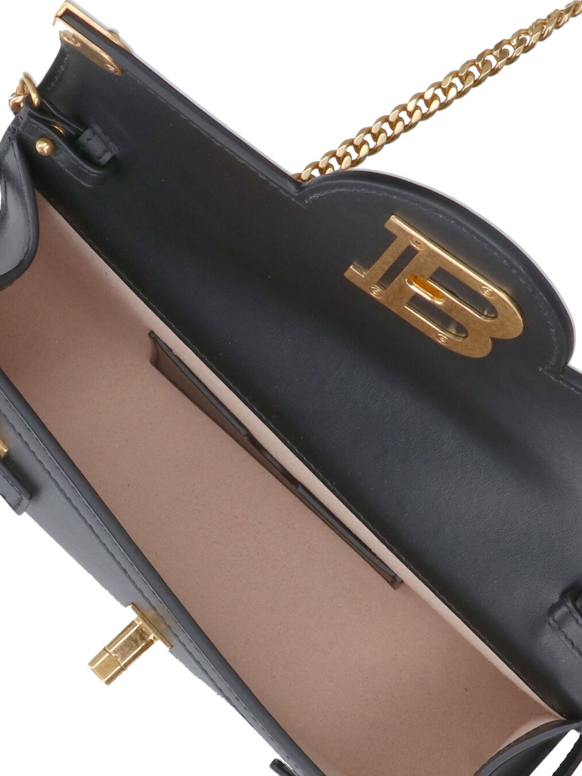 Balmain B-buzz 23 Clutch In Calfskin Leather In Black