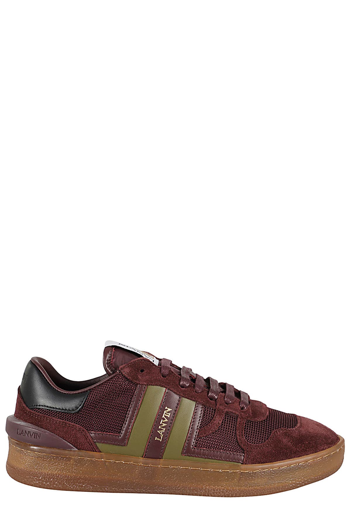 Shop Lanvin Clay Sneakers With Translucid Sole In Burgundy Green