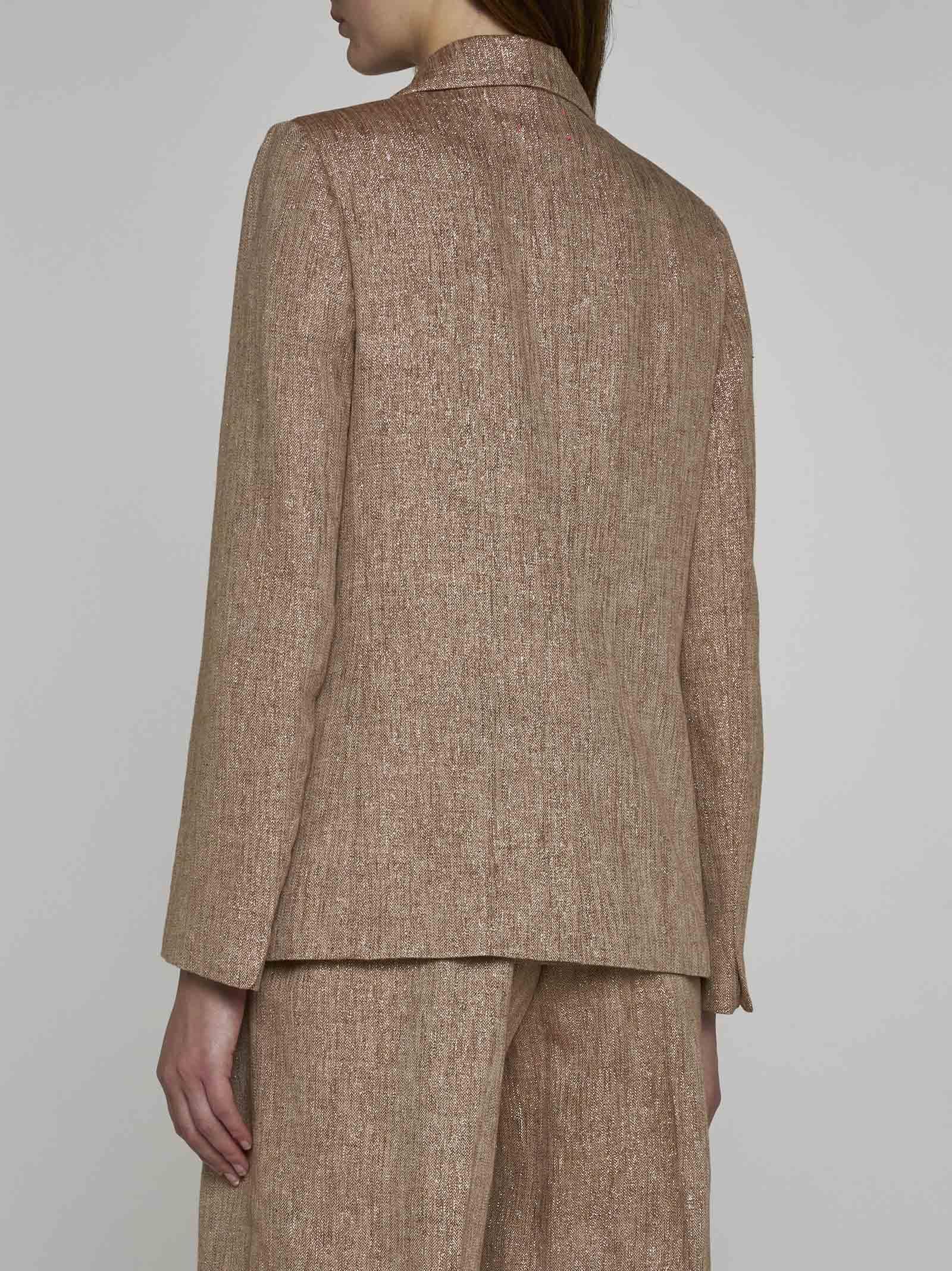 Shop Forte Forte Lurex Linen And Cotton Blazer In Beige