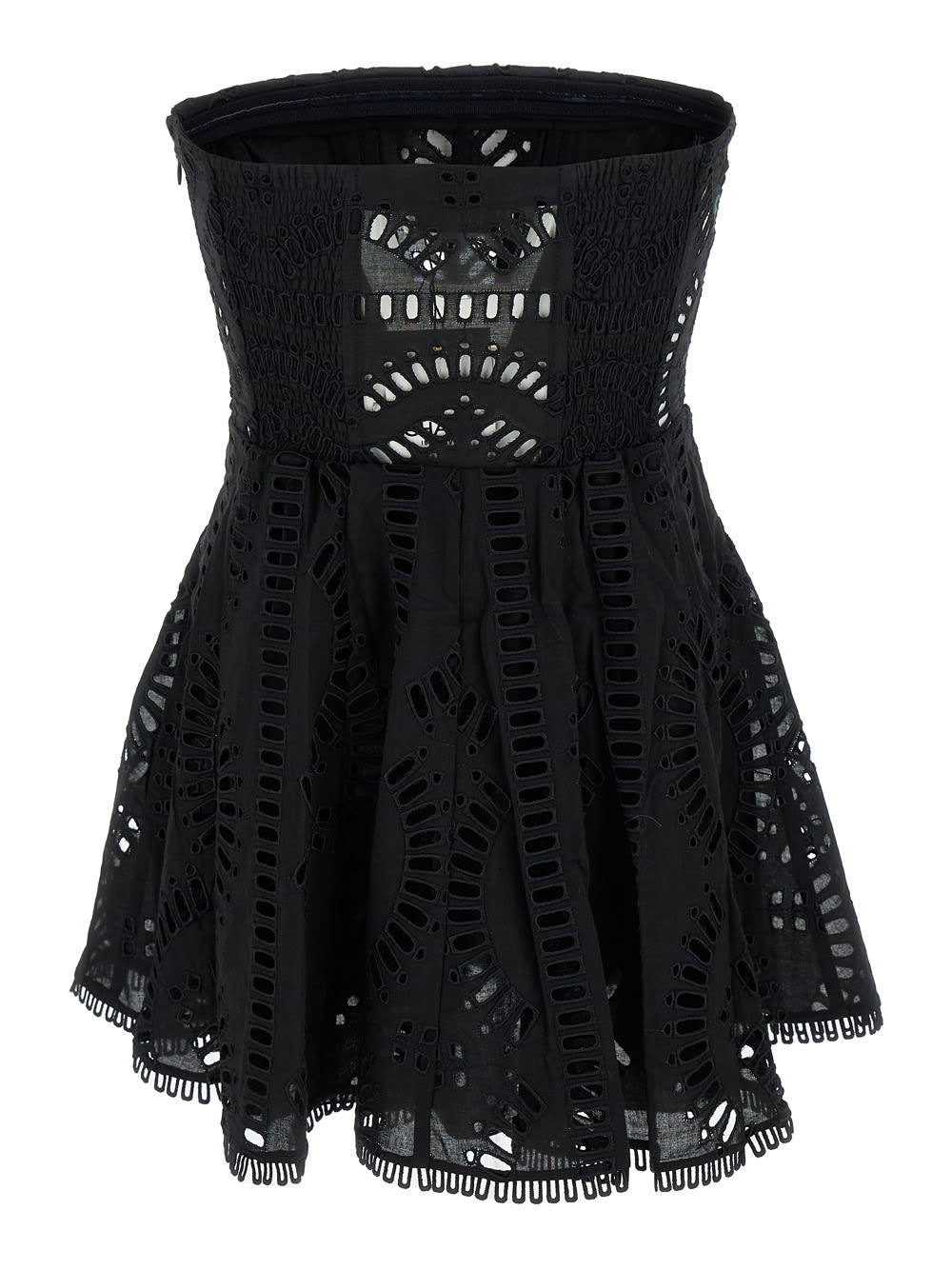 Shop Charo Ruiz Zannick Mini Black Dress With Flower Lace Embroidery Woman