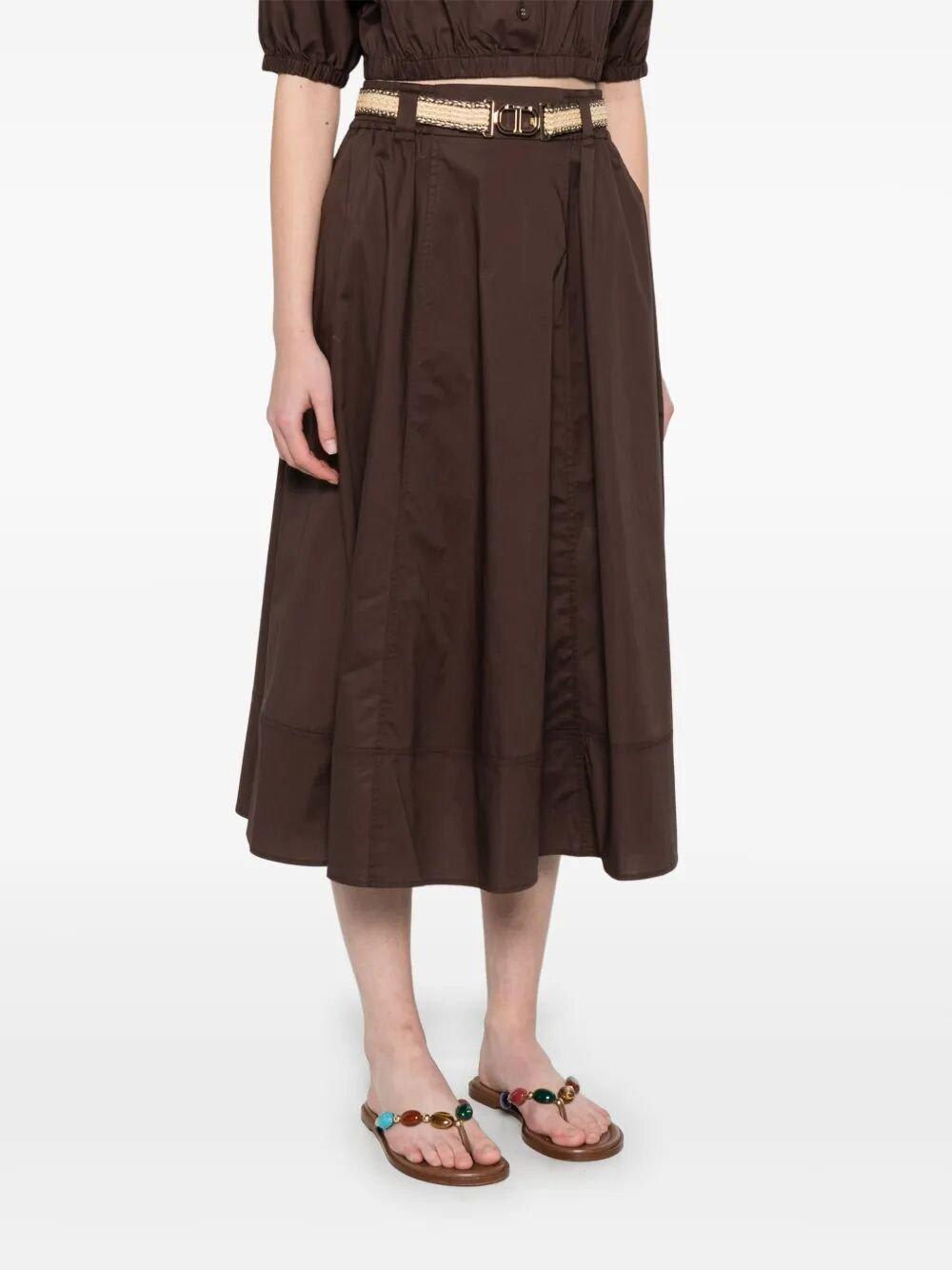 Shop Twinset Belted Midi Skirt